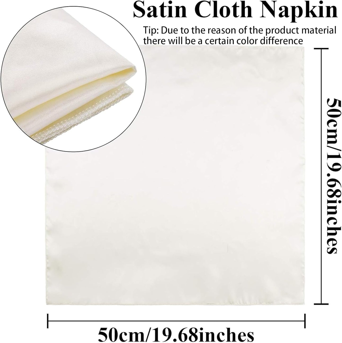 Aneco 24 Pieces Satin Napkin Square 20 x 20 Inches Dinner Napkins Weddings Party Napkin Soft Table Napkins for Romantic Weddings Party Dinner Decoration (Ivory)