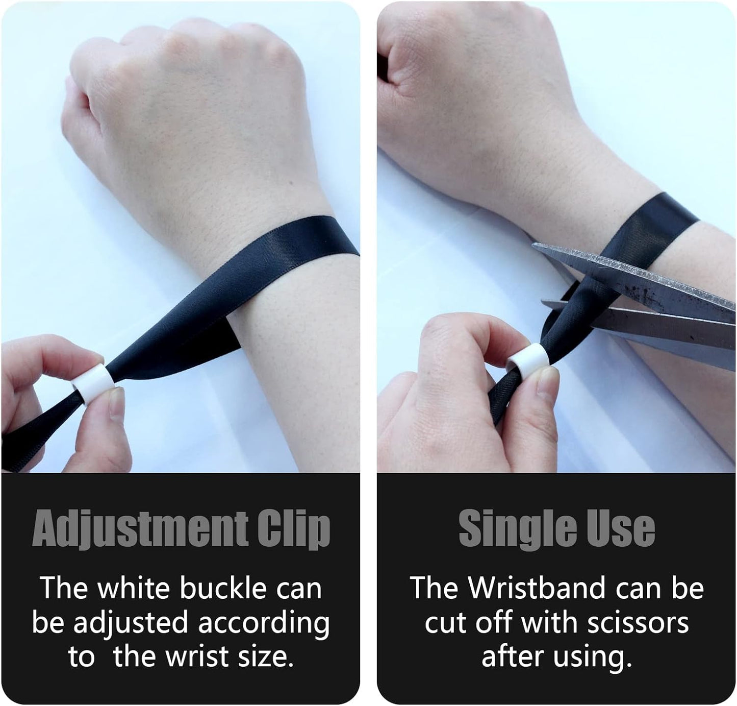 Green-Power America 100 Pcs Cloth Event Wristbands, Event Wristbands, Colored Wrist Bands for Events, for Lightweight Concert Wrist Strap for Activities, Party Bracelets for Events (Color : Black)