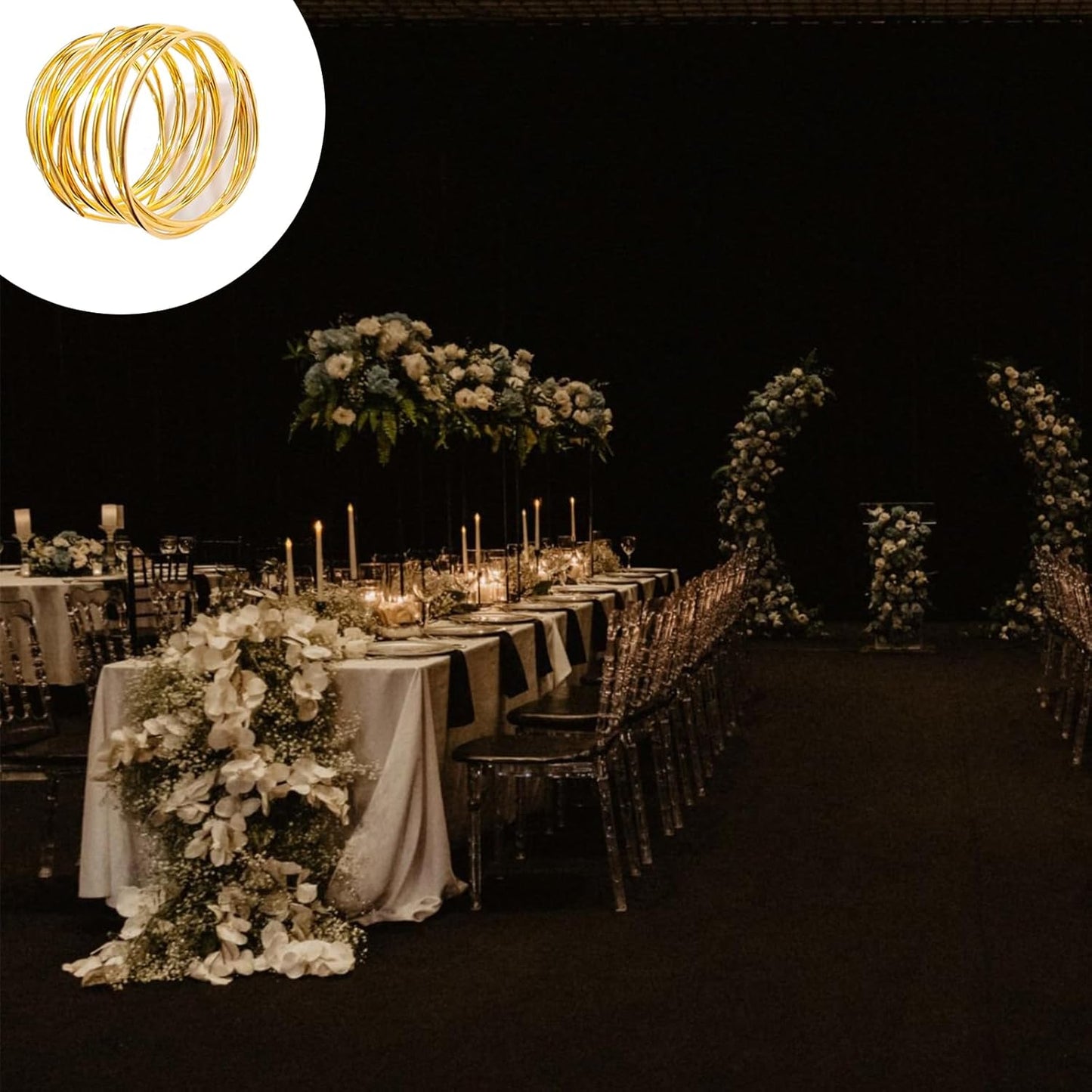 Gold Napkin Rings - 24 PCS Metal Napkin Rings(Twisted Wire) Napkin Holders Buckles for Family Dinner, Wedding, Party,Table Decorations