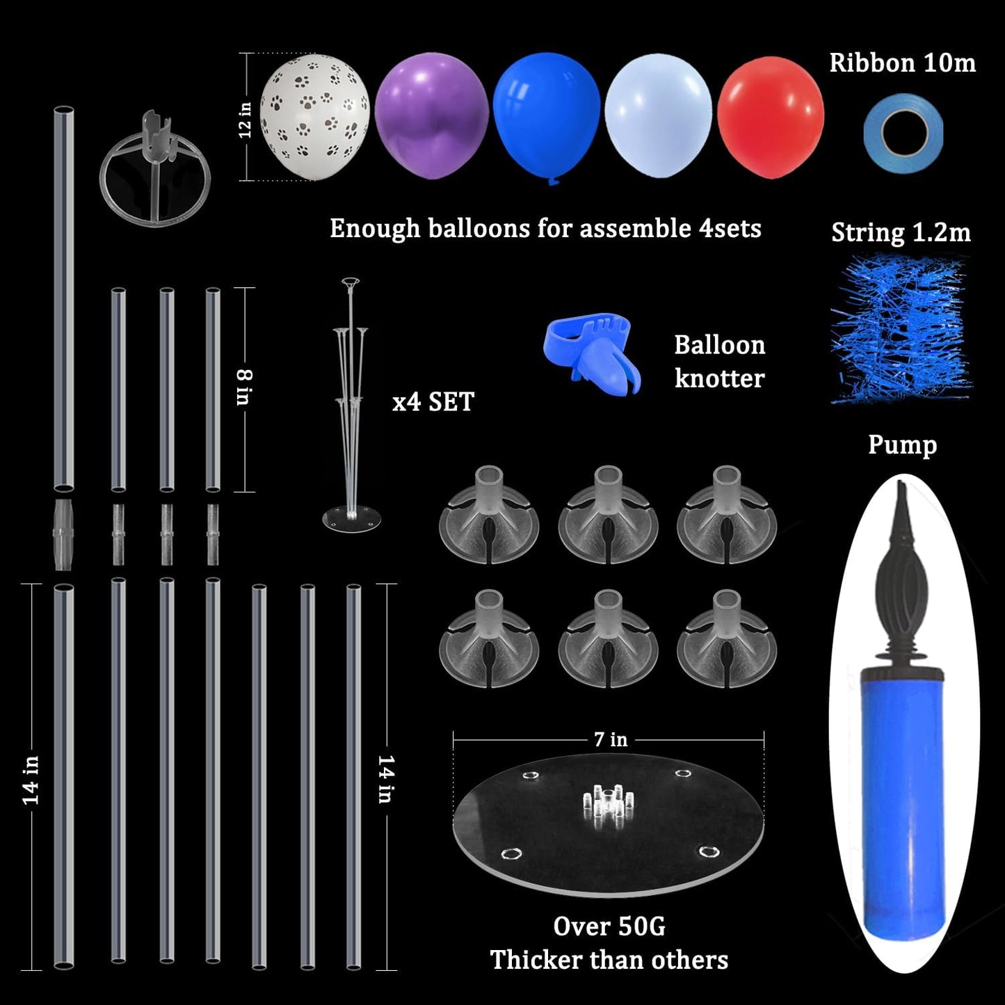 Dog Birthday Party Decorations Balloon Stand Kit with Blue Red and Puppy Paw Balloons (Puppy paw set4)