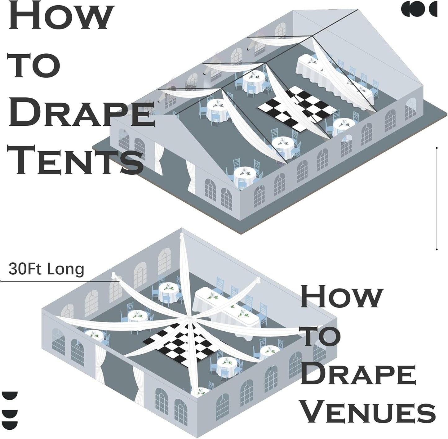 PartyVillage 10 Panels 5ftx30ft Royal Blue Ceiling Drapes for Wedding Parties – 30 FT Extra Long Thick Polyester Wrinkle-Free Drapery Tent Decor Decorations for Birthday Party Ceremony Stage Swag
