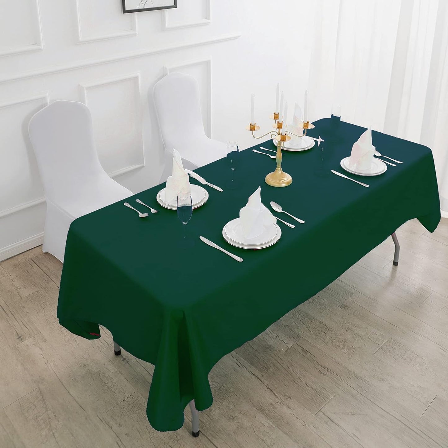 Rectangle Tablecloth 60x120 inch Washable Polyester Fabric Table Cloth for Wedding Party Dining Banquet Decoration（60x120, Hunter）