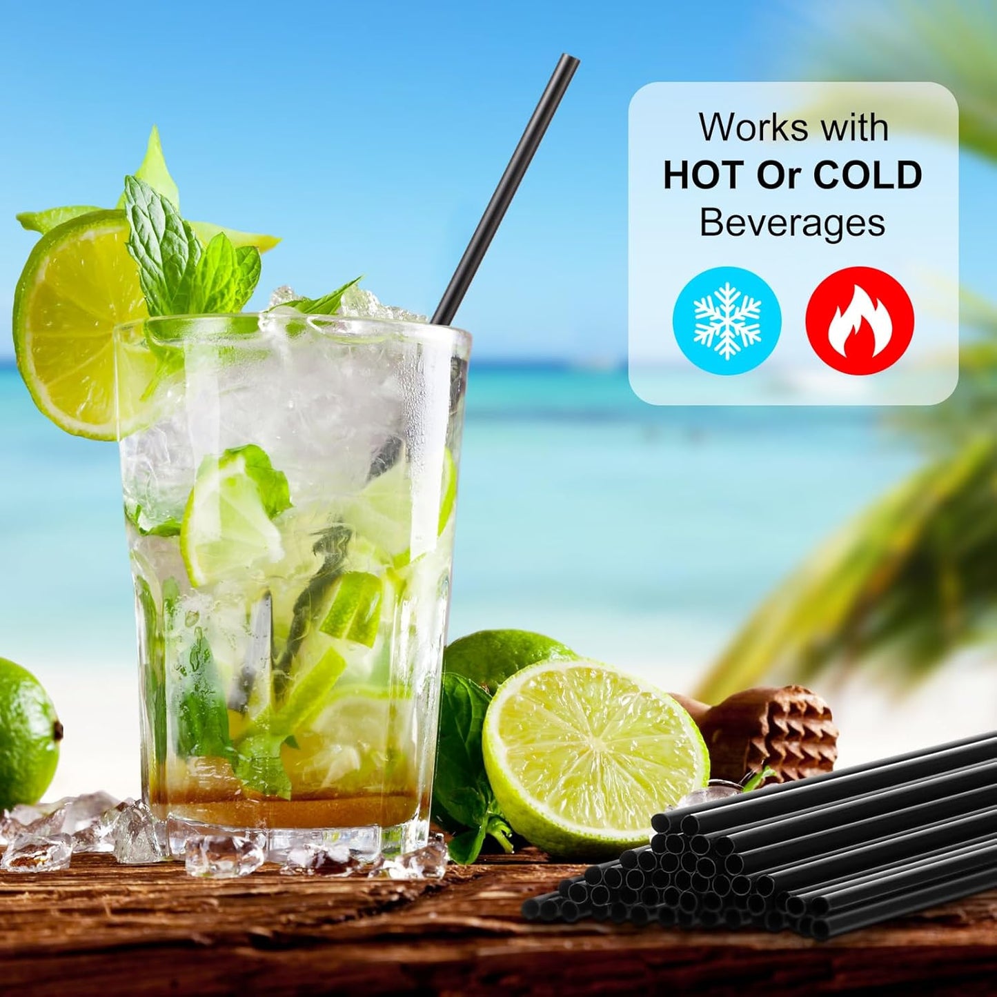 6000 Count Coffee Cocktail Stirrers Straws Disposable Plastic Sip Stir Sticks Cocktail Drink Stirrers Sticks Cups Straws for Bars Juice Drinking (Black,7 Inch)