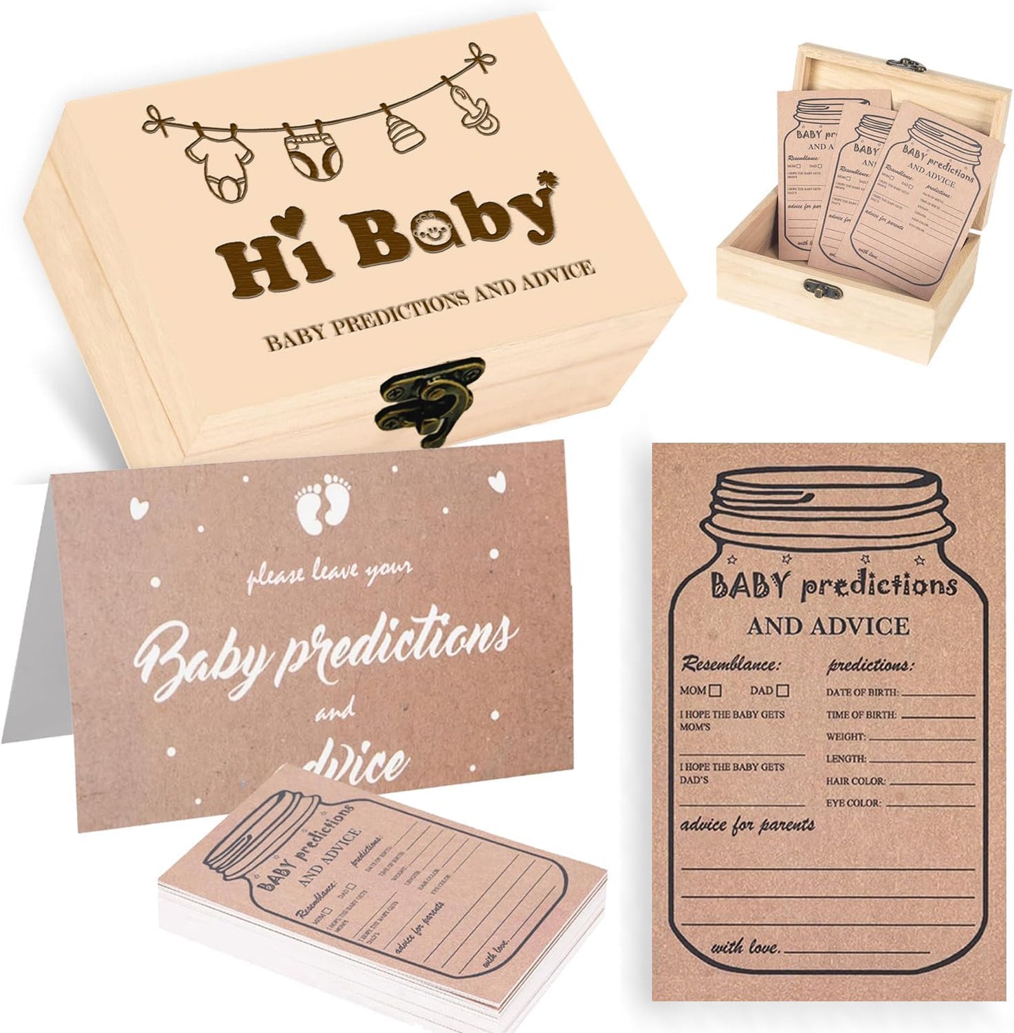 Baby Predictions and Advice Cards, Baby Prediction Card for Parents To Be, Baby Shower Advice Cards Keepsake Box, Baby Shower Game Gender Neutral Guessing Activities