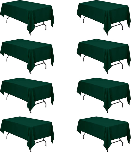 BRILLMAX 8 Pack Hunter Green Tablecloths for 6 Foot Rectangle Tables 60 x 102 Inch - 6ft Rectangular Bulk Linen Polyester Fabric Washable Cloth Cover for Wedding Reception Banquet Birthday Party