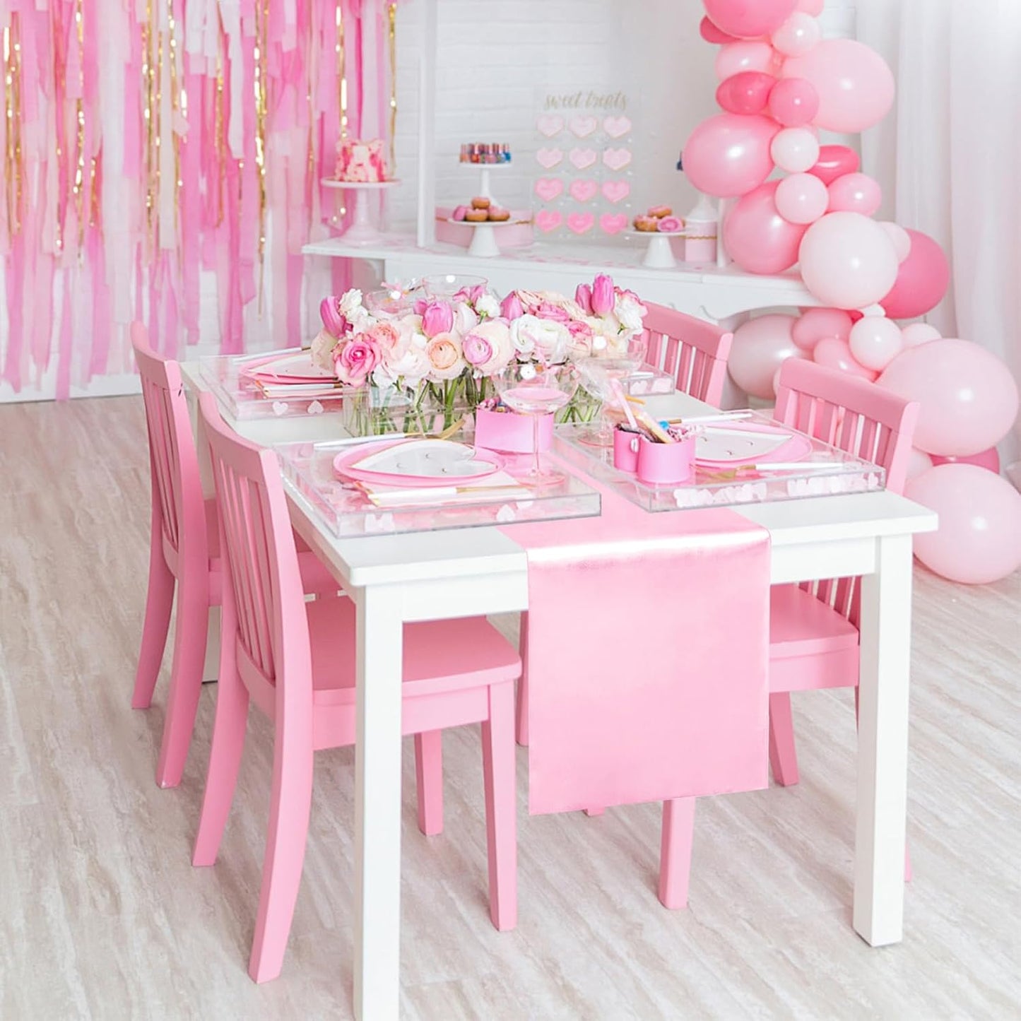 10 Pack Satin Table Runner 12 x 108 Inch Long Pink Silk Table Runner for Wedding Party Banquet Birthday Decoration