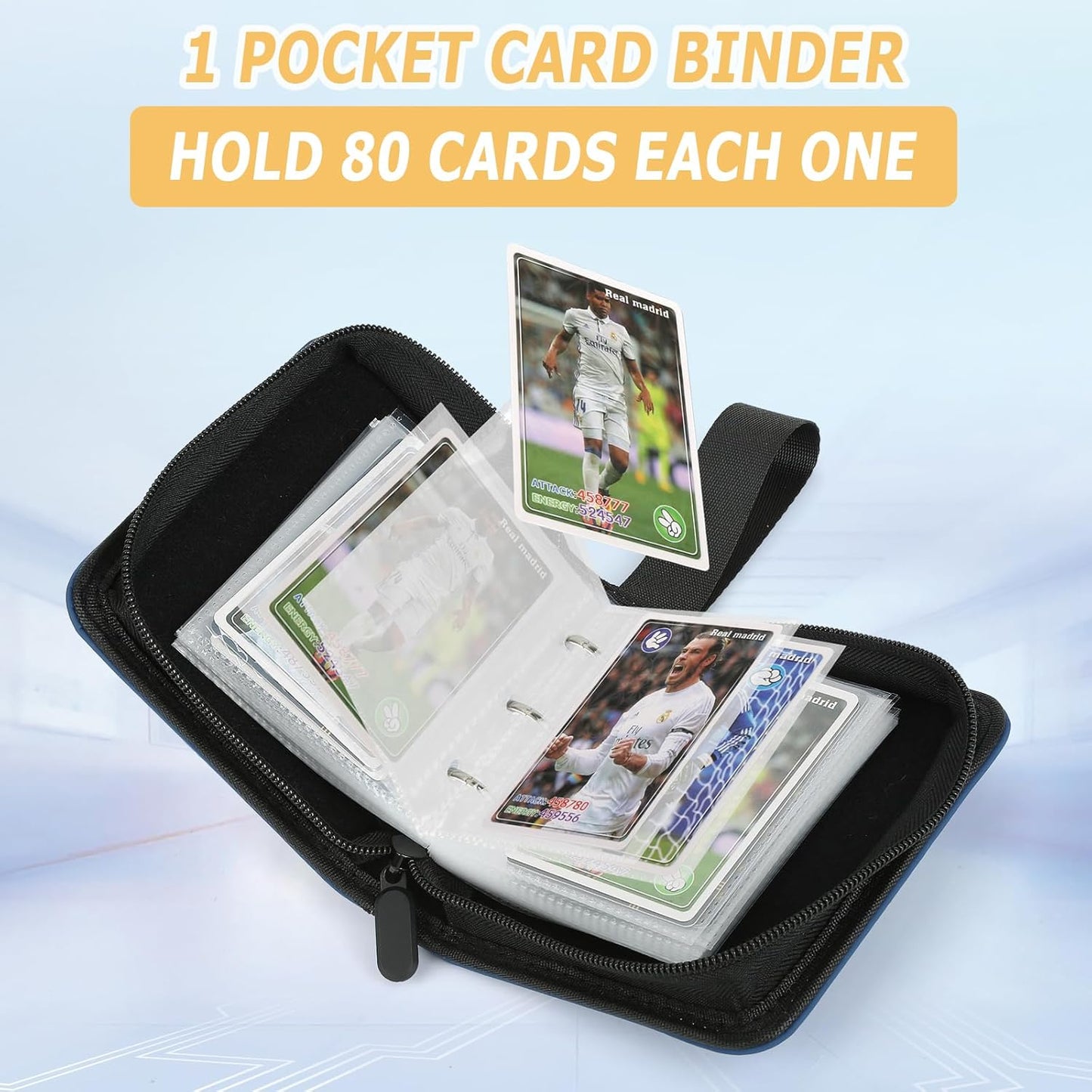 Trading Card Binder, Card Collection Binder Album Folder with 80 Side Loading Pockets, 1 Pocket Trading Card Album Folder for TGC,MTG, Baseball Cards, Yugioh