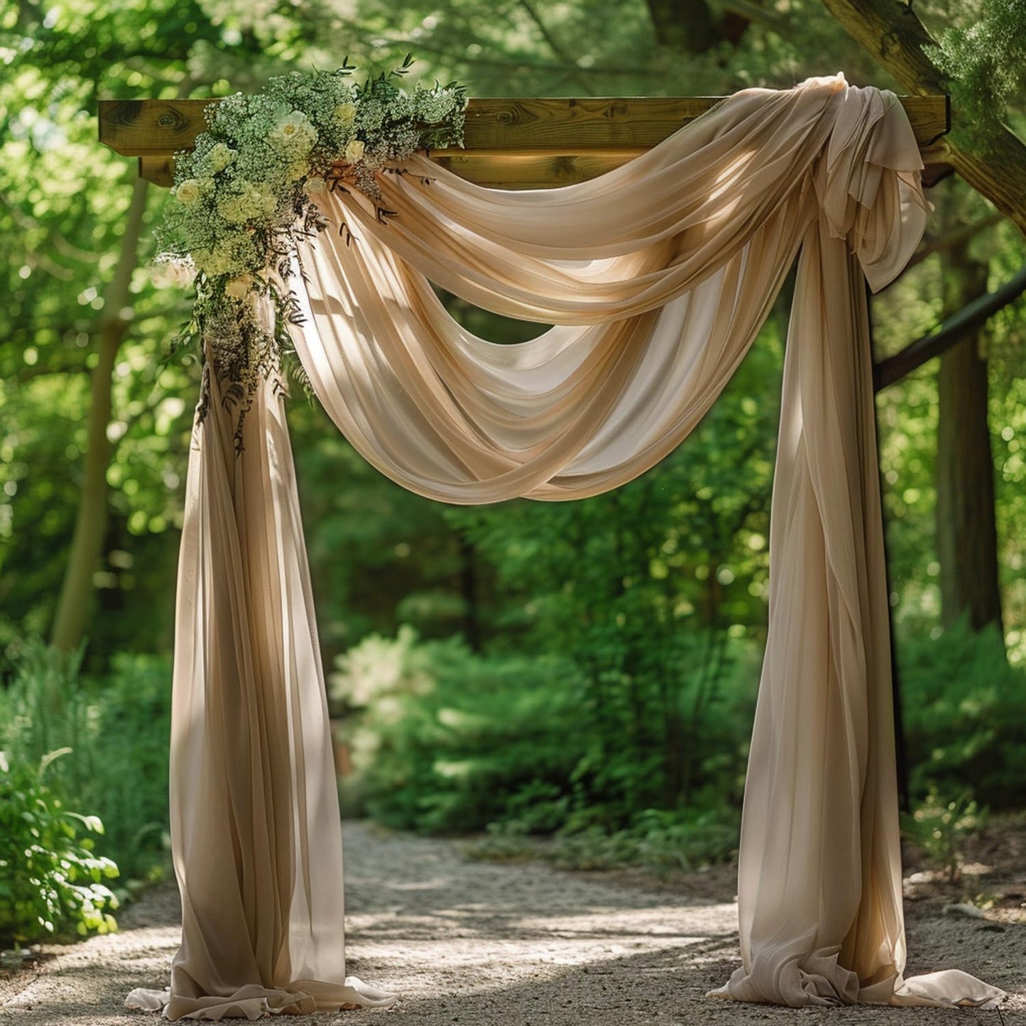 Wokceer Wedding Arch Draping Nude 4 Panels 28.7" x 20FT Sheer Fabric Drapes Backdrop for Ceremony, Birthday Party, Bridal Shower Decoration