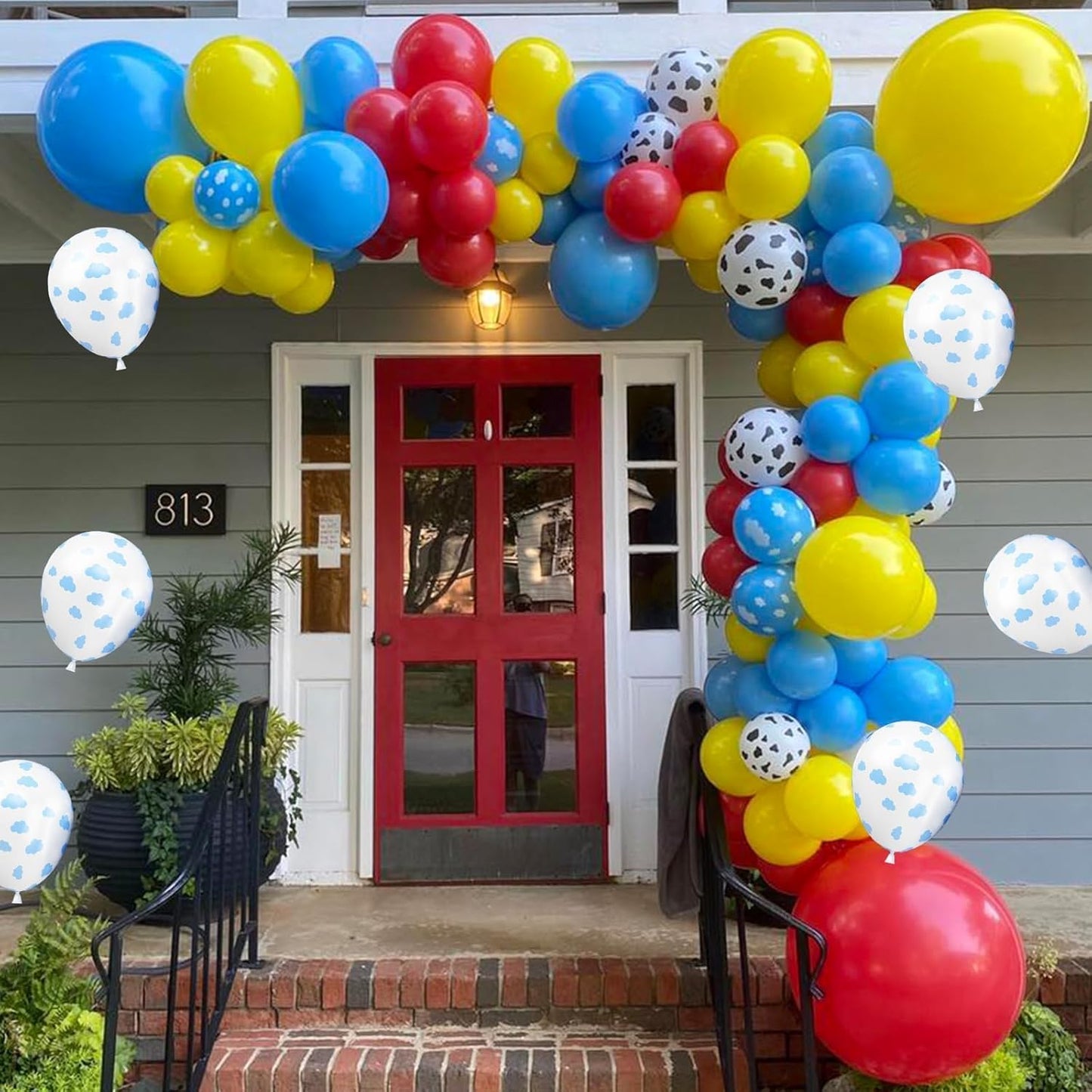 Cloud Balloons, 52 PCS 12 Inch Blue White Balloons With Clouds Print for Birthday, Baby Shower, Cloud Themed Party Decorations Supplies