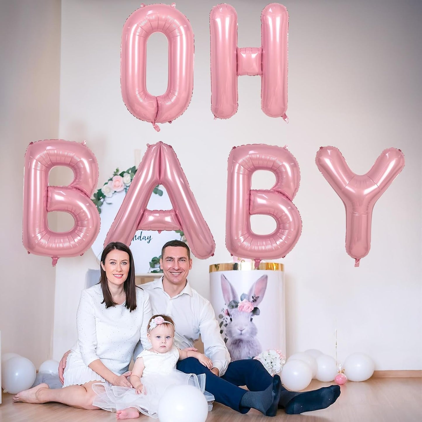 40 Inch Giant Pink Letter Balloon B, Foil Balloon Pastel Pink, Light Pink Helium Alphabet Balloon B Can Form Word OH BABY BRIDE, Mylar Letter Balloon for Women Birthday Party Decoration Supplies