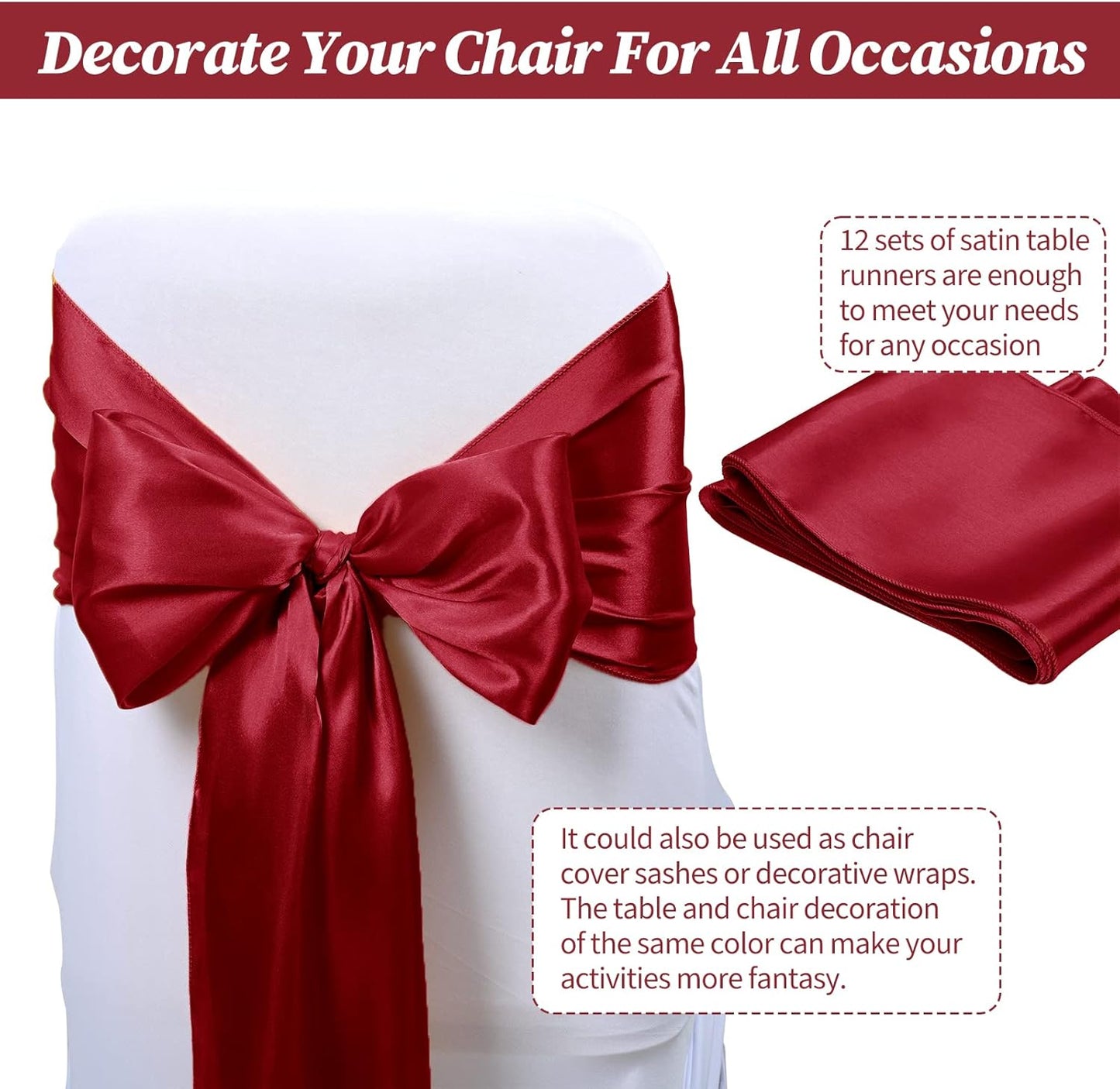 20 Pack Burgundy Satin Table Runner,12 x 108 inch Long Premium Smooth Burgundy Table Runners for Wedding, Banquets, Birthday, Party, Engagements,Table Runners fit Rectangle and Round Table