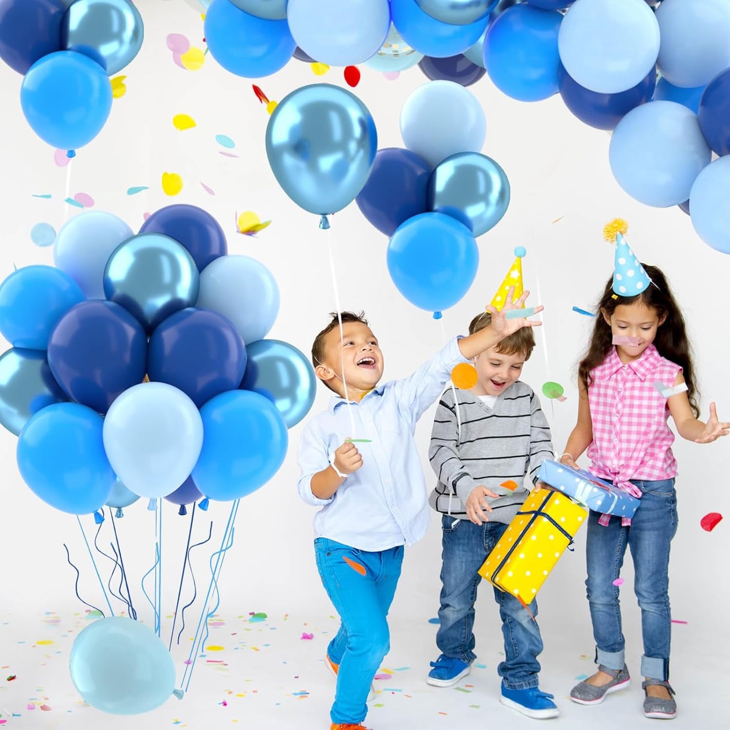 Patimate Blue Balloons Set, 50 pcs 12 inch Metallic Navy Blue, Pastel Light Blue Latex Balloons Kit for Happy Birthday Baby Shower Wedding Party Decorations for Men Boy