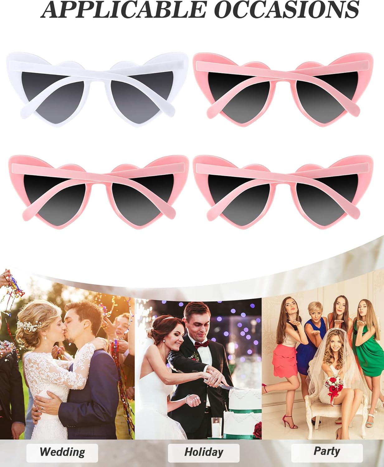 Flutesan 20 Pairs Retro Heart Sunglasses Vintage Cat Eye Heart Glasses Women Bachelorette Bride Sunglasses Bulk