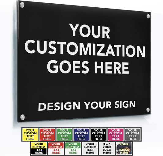 Custom Outdoor Metal Signs, Personalized Aluminum Signs, Customized Safety Signs, Metal Business Signs, Waterproof Outdoor Business Signs, White Aluminum (Black, 18x12 In)