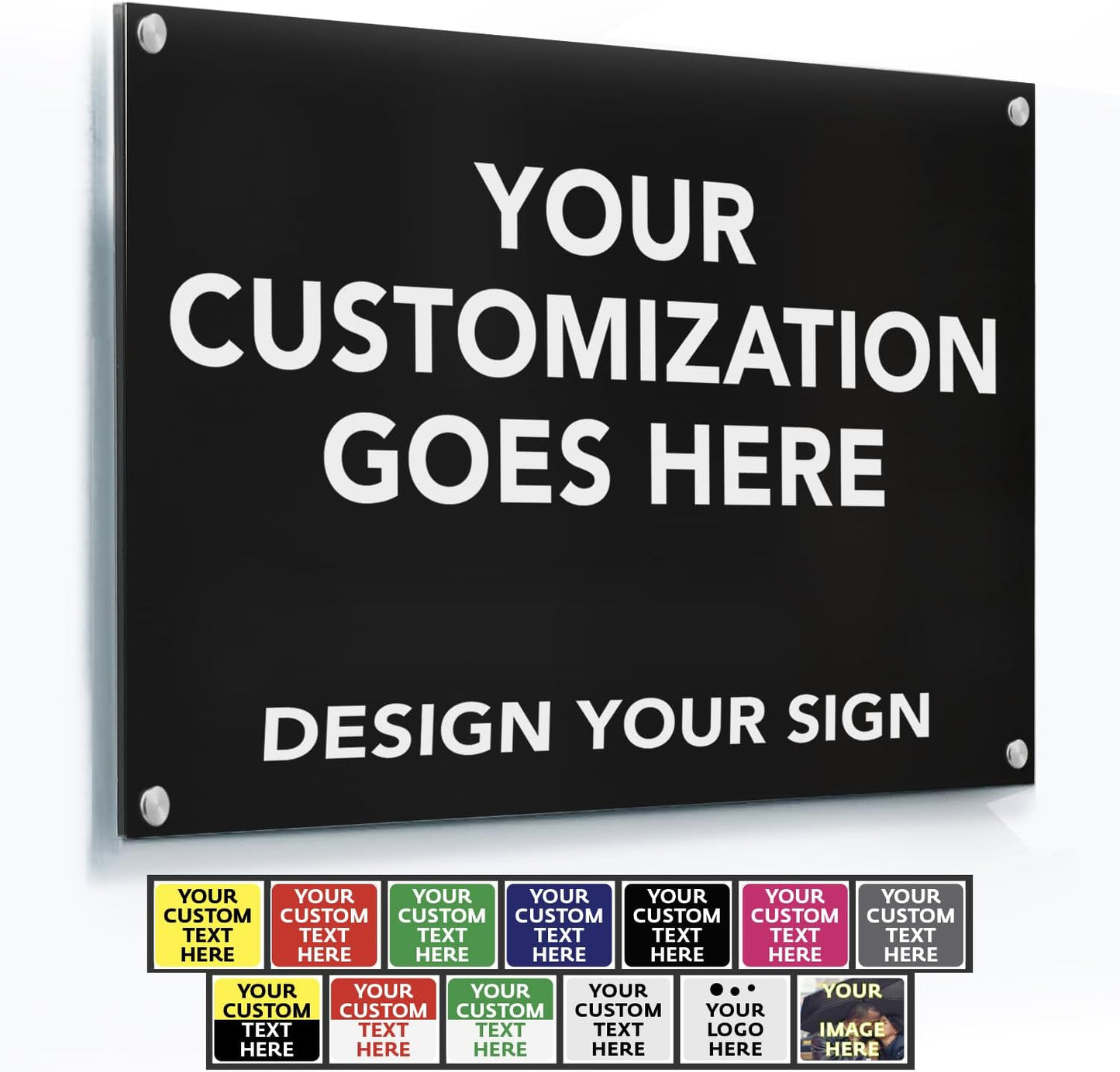 Custom Metal Signs, Personalized Aluminum, Business Safety Signs, Waterproof Outdoor, White Aluminum (10x7 In, Black Background)