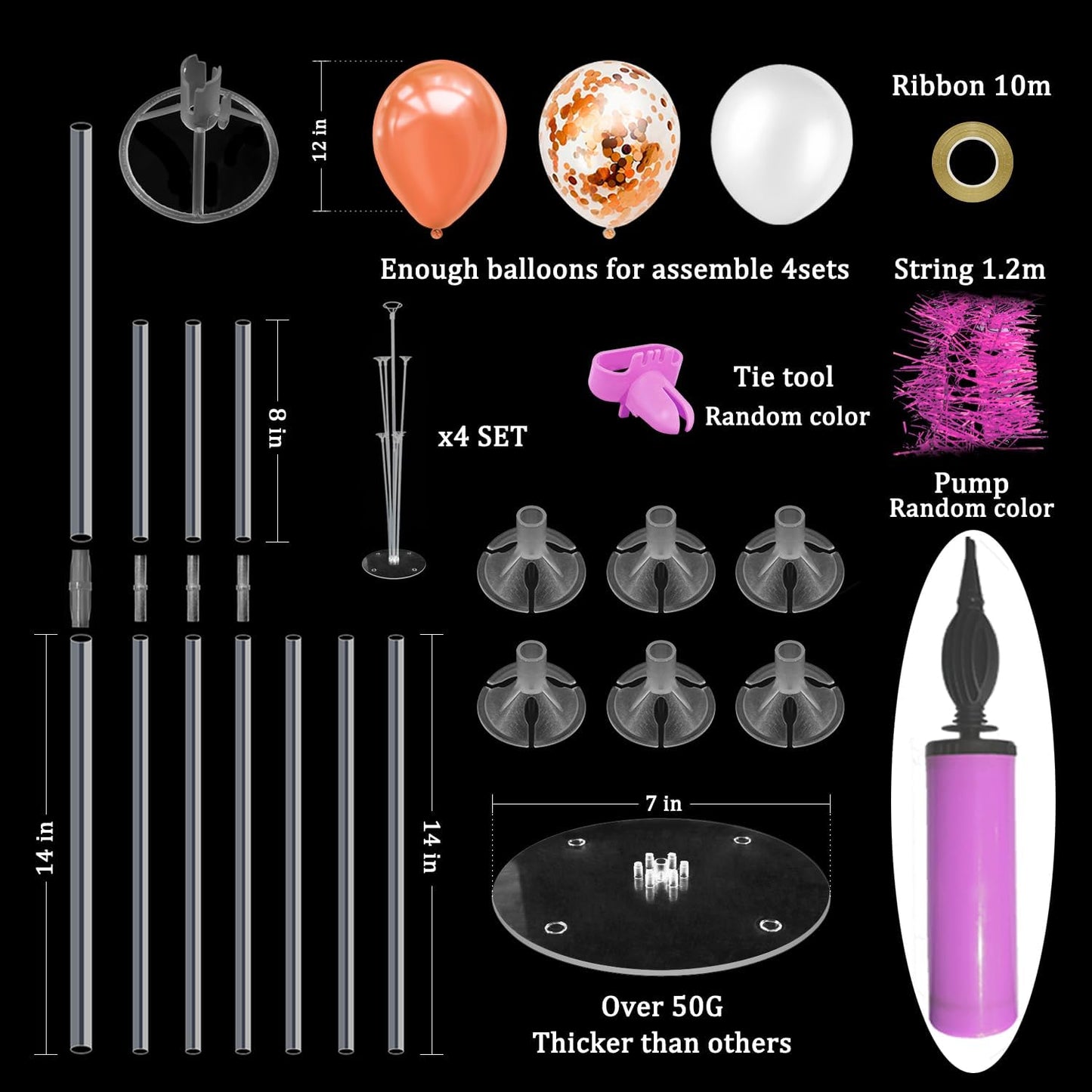 Rose Gold Balloon Stand Centerpiece Table Decorations for Birthday Anniversary Engagement Wedding Bridal Shower Graduation Mother's Day Party Decorations(Rose gold set4)