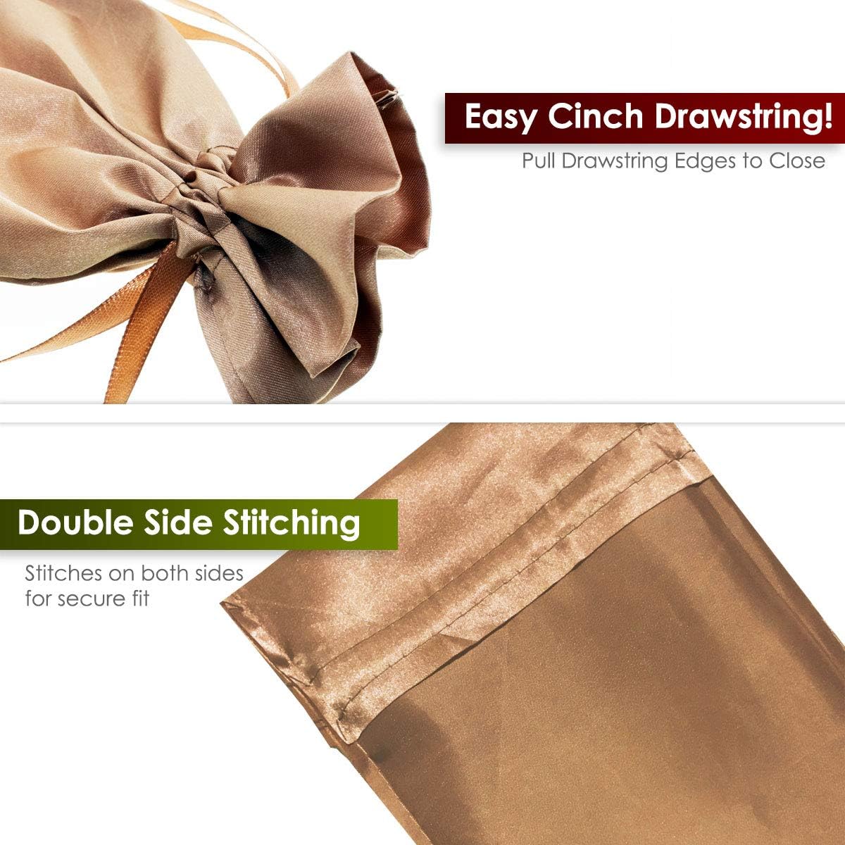 Old Gold Satin Gift Bags, Wedding & Baby Shower Favor Bags, 50 Pack of 5" x 8" Bags