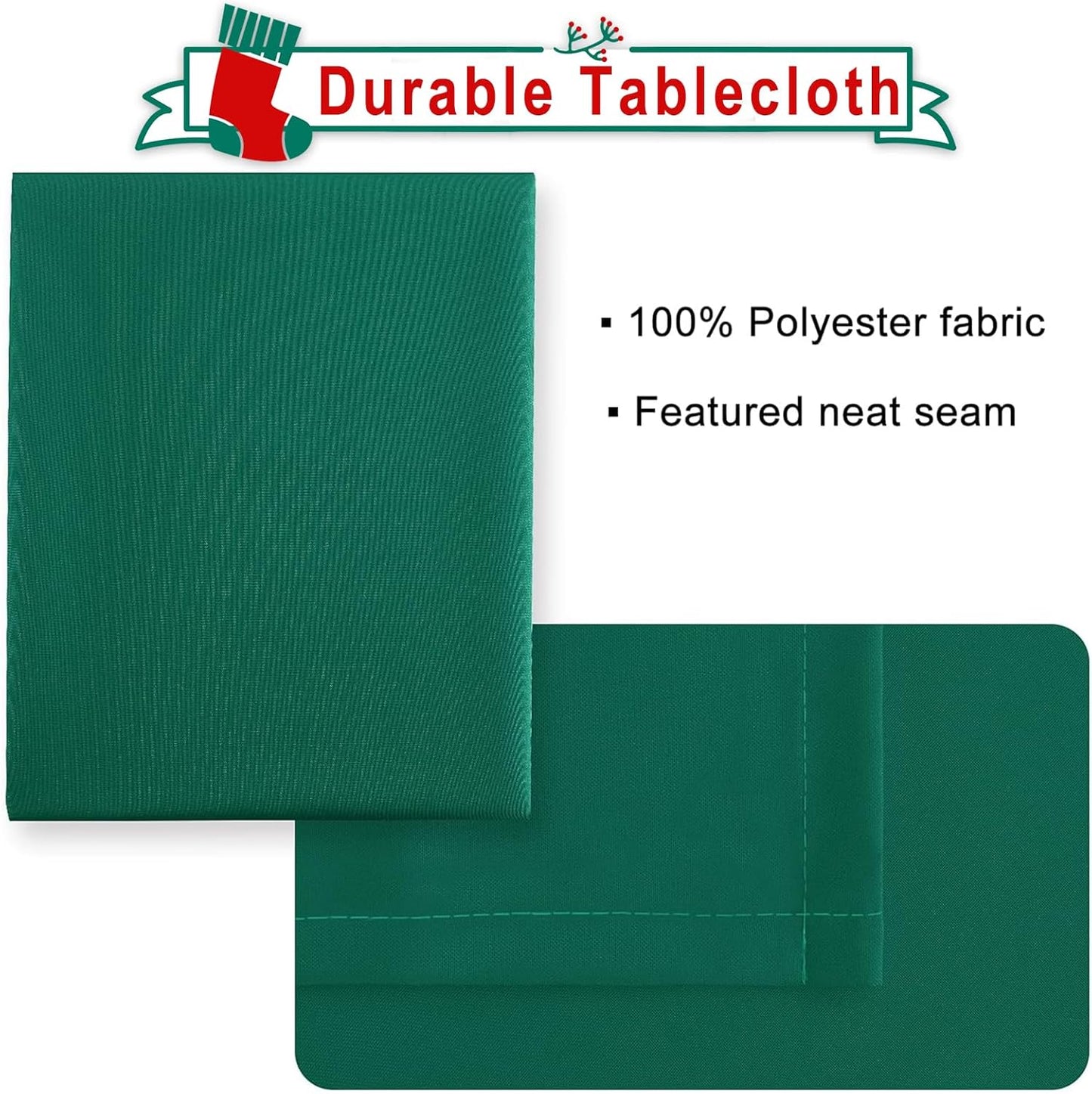 Hiasan Square Tablecloth - Waterproof and Spillproof Washable Fabric Table Cloth for Dining Room Kitchen, Emerald Green, 70 x 70 Inch