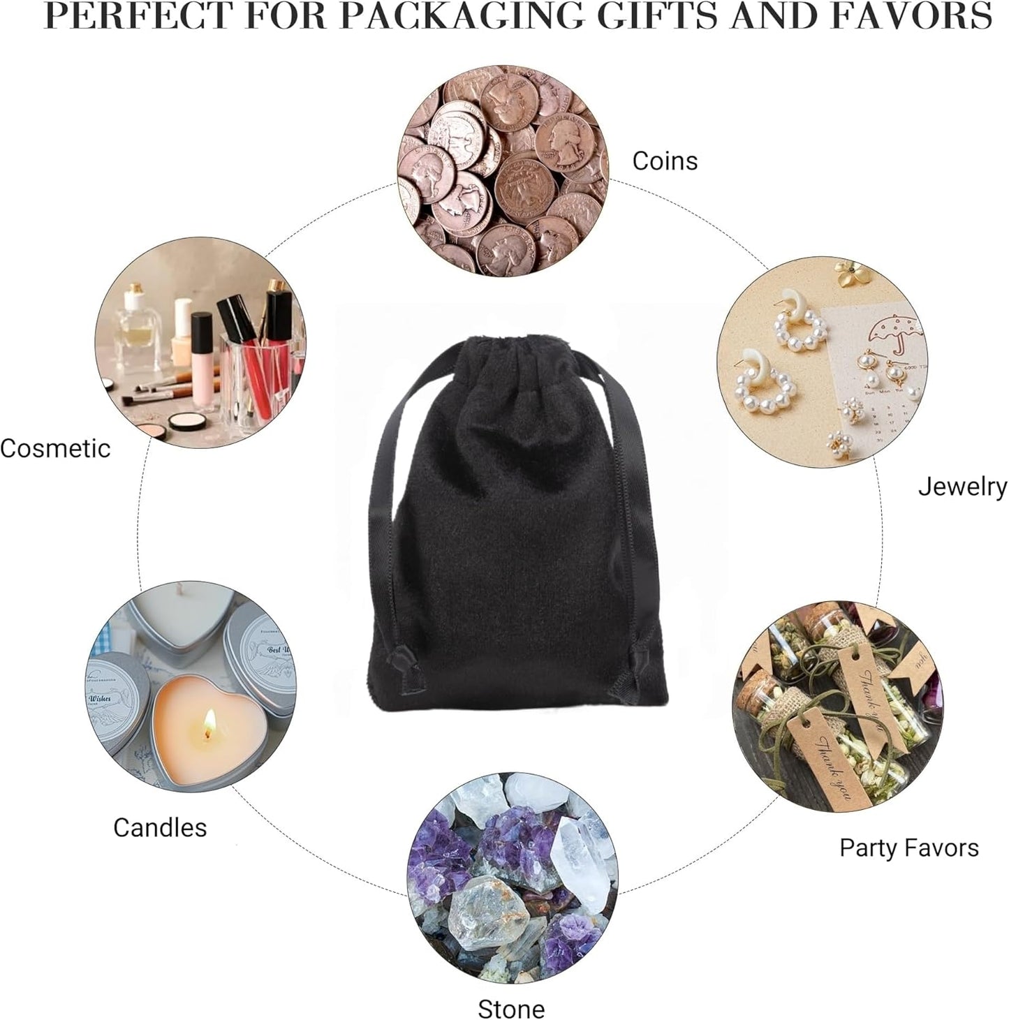 QIANF 12pcs Black Velvet Drawstring Bags 4x6 inches Velvet Cloth Gift Bags Small Jewelry Pouches for Storage Wedding Party Favor Christmas