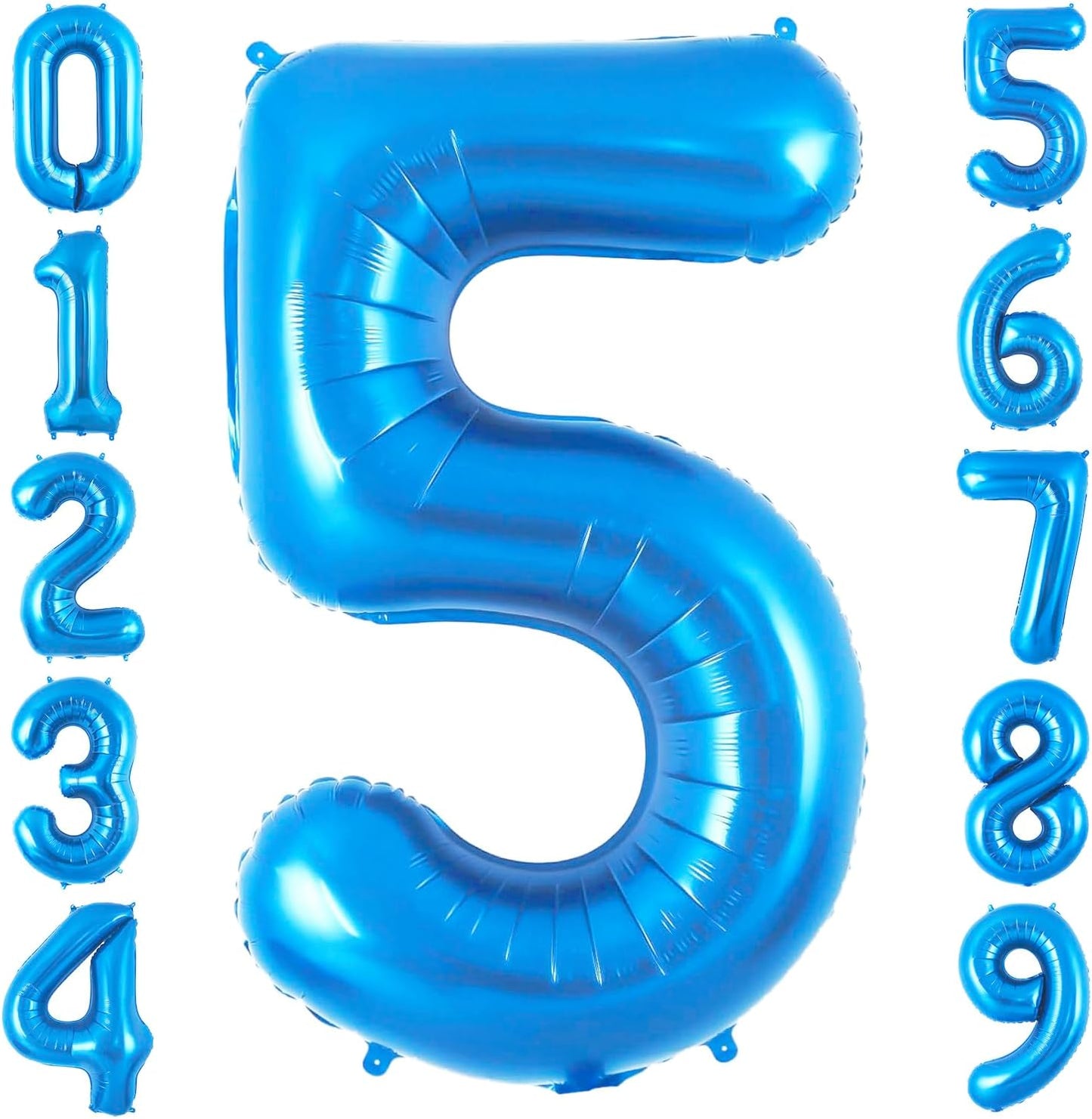 Blue 5 Balloon Number,40 Inch Number 5 Balloon Big Blue 5 Foil Mylar Helium Balloon for Birthday Party Decorations