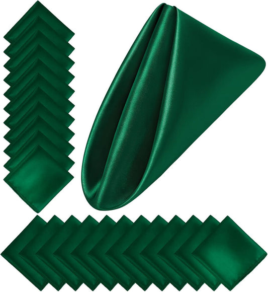 Aneco 24 Pieces Satin Napkin Square 20 x 20 Inches Dinner Napkins Weddings Party Napkin Soft Table Napkins for Romantic Weddings Party Dinner Decoration (Forest Green)