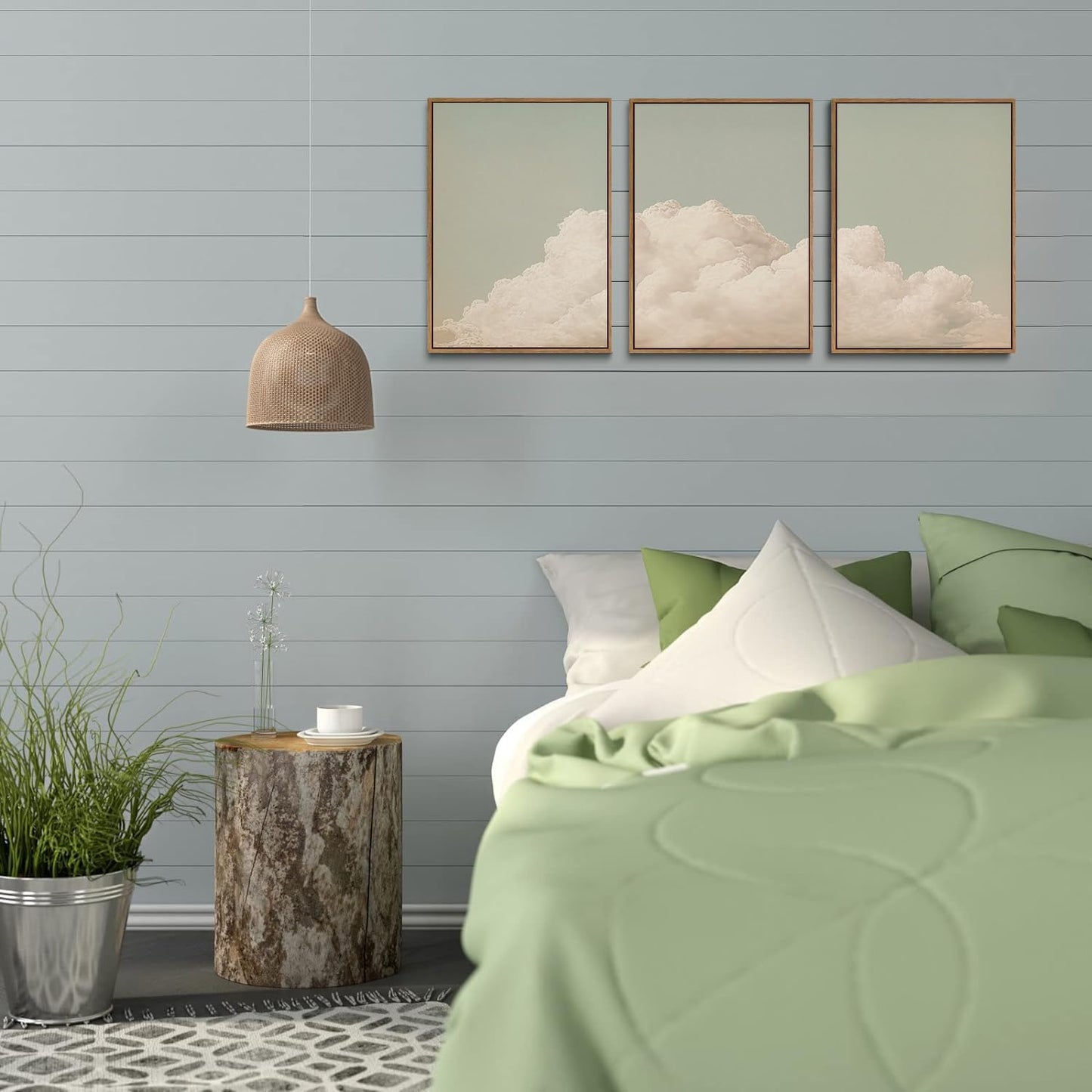 myusuar 3 Piece Large Modern Abstract Canvas Framed Wall Art For Living Room, Dearm Cloud Minimalist Wall Art Decor Posters Prints For Bedroom Office, 16x24in