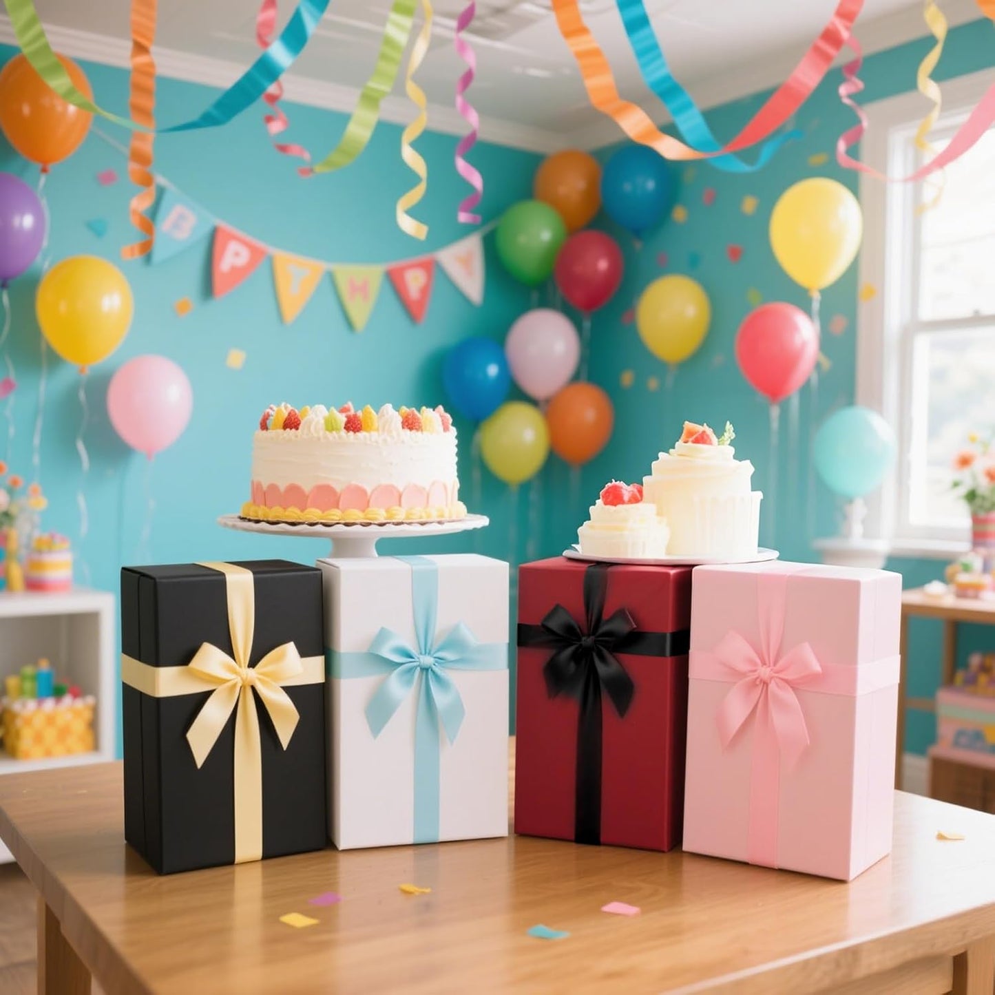 Rinrda 5 Pack Large Black Gift Box,13.75"x9"x4.5", Gift Boxes with Magnetic Lids for Presents Closure Gift Packing for Birthday,Christmas, Halloween,Wedding,Bridal Gifts,Mother's Day Gift Packging