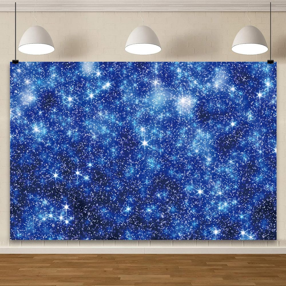 YongFoto Blue Glitter Backdrop 6x4ft Silver Light Spots Navy Blue Sequin Bokeh Photography Background Birthday Bridal Shower Wedding Photography Background Party Banner Decor Portraits Photoshoot