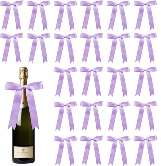 30 Pcs Satin Light Purple Bows with Twist Tie, 5x7 Inchfor Gift Wrapping Cake Treat Bags Craft DIY Gift, Birthday Decorations, Balloons & Garland Home Decor