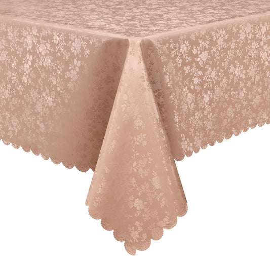Smiry Rectangle Table Cloth, Waterproof Heavy Duty Vinyl Tablecloths, Wipeable Washable Table Cover for Kitchen and Dining Room (Tan, 60" X 84")