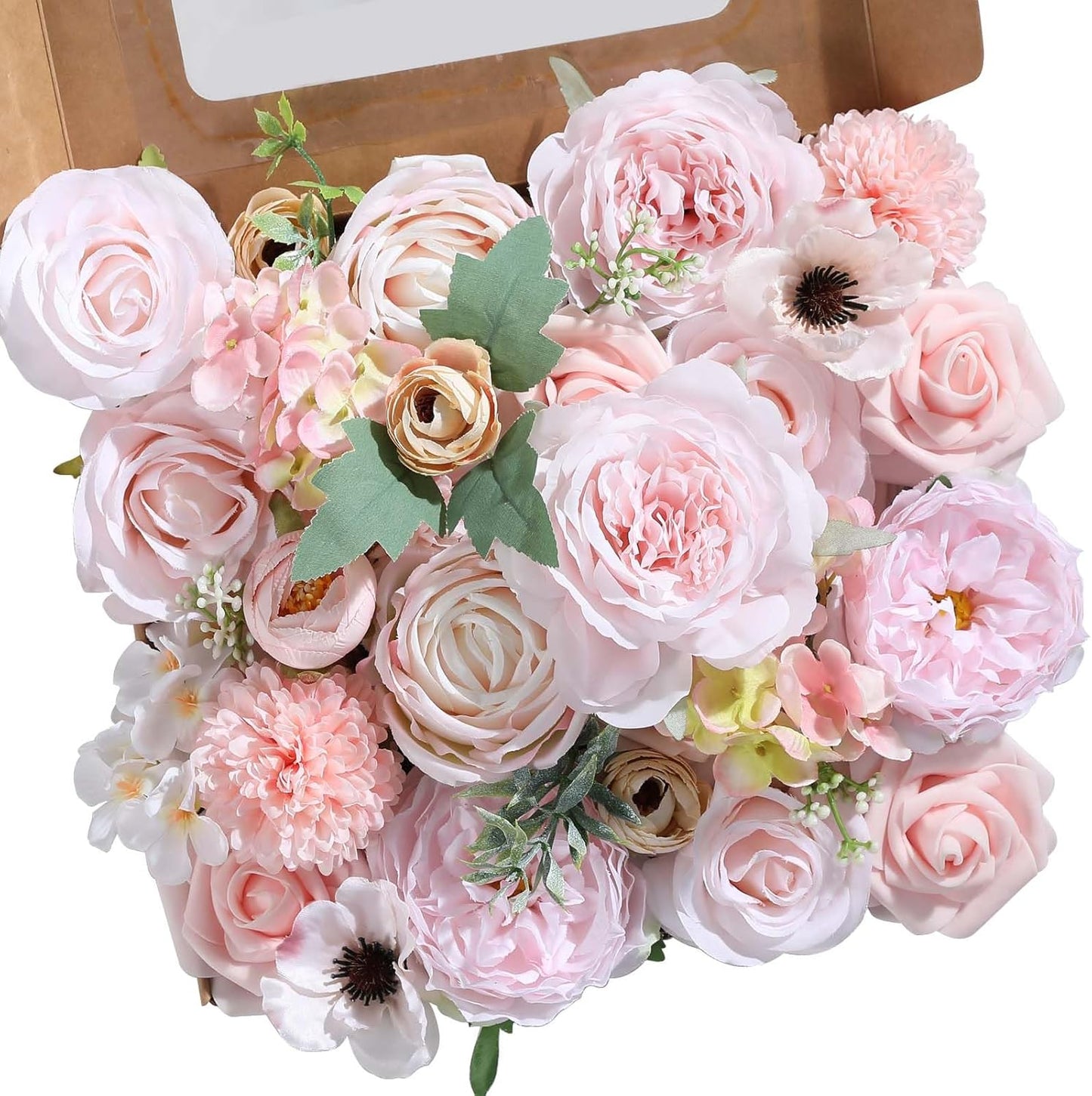 Artificial Flowers Combo for DIY Wedding Bouquets Combo Centerpieces Arrangements Party Bridal Baby Shower Home Decorations-Blush Pink