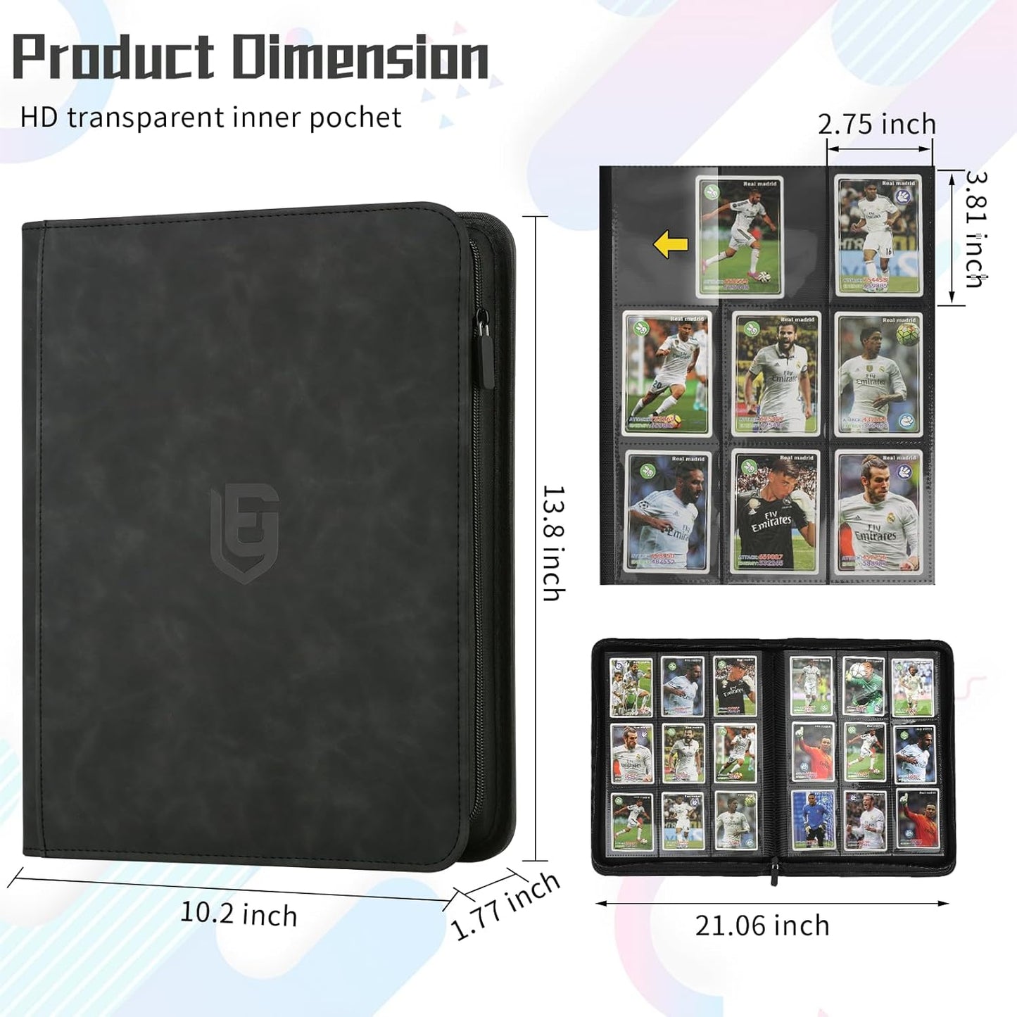 9 Pocket Card Binder,540 Pocket Trading Card Binders,Loading Pocket Collectible Card Album for MTG, TCG, Sport Card, Game Cards Black