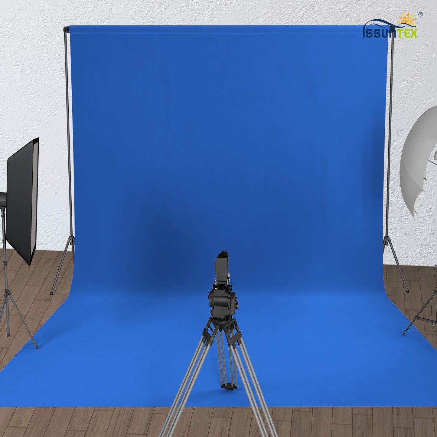 ISSUNTEX 5X7 ft Background Muslin Backdrop, Photo Studio, Collapsible High Density Screen for Video Photography and Television-Blue