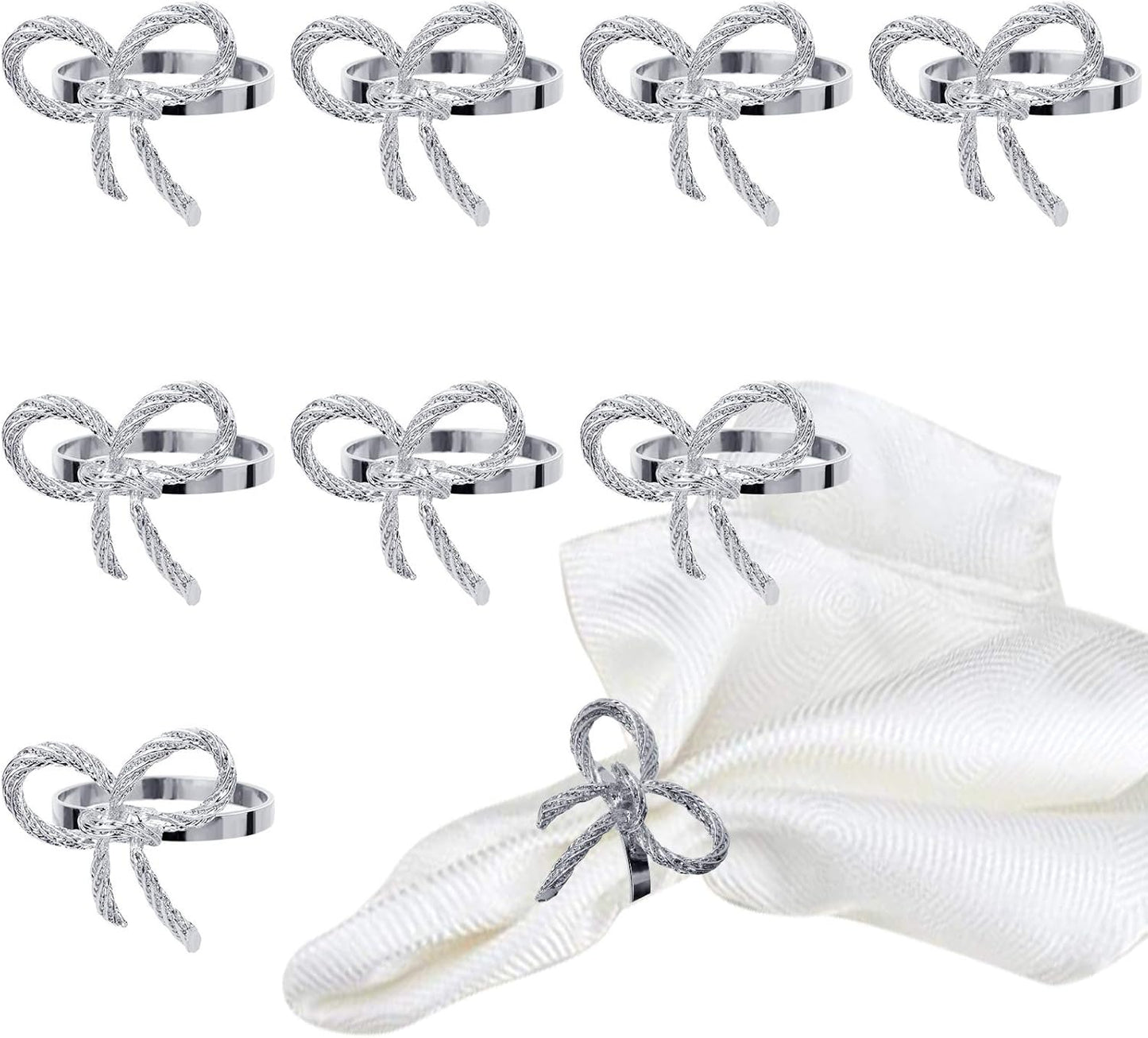 Pack of 12 Napkin Rings Alloy Hollow Out Flower Napkin Holder Dinning Table Napkin Ring for Dinner Parties Wedding Banquet Table Setting Family Gatherings Table Decor（Silver，12）