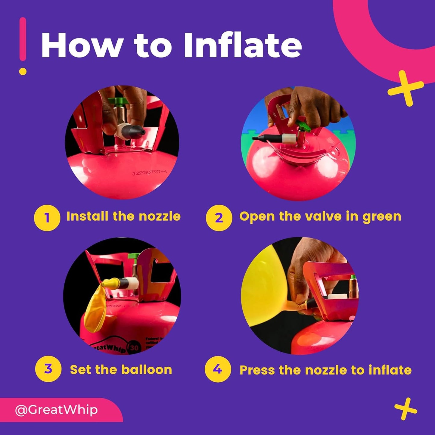 GreatWhip 22L Helium Tank Up To 100 Latex Balloons, Helium Tank For Balloons At Home, Latex Balloons And Ribbons Included