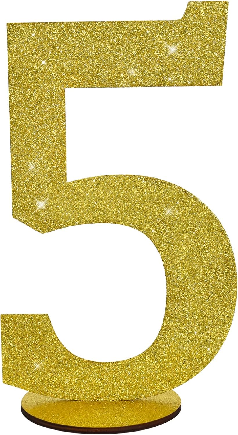 TONIFUL 11.8 Inch Gold Glitter Numbers Table Centerpieces 0-9 Birthday Party Decorations,Shining Gold Digital 5 for Birthday Party,Wedding,Bridal Shower,Engagement,Photo Shoot,Anniversary