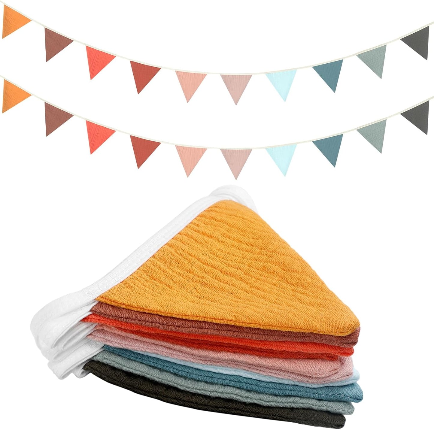Oudain 15.5 ft Pennant Banner Flags, 2 Pcs Nursery Garland Triangle Bunting Flag Baby Banner for Nursery Decor Baby Birthday Boho Wedding Shower Party Event, Each 7.75 ft(Mixed Color)