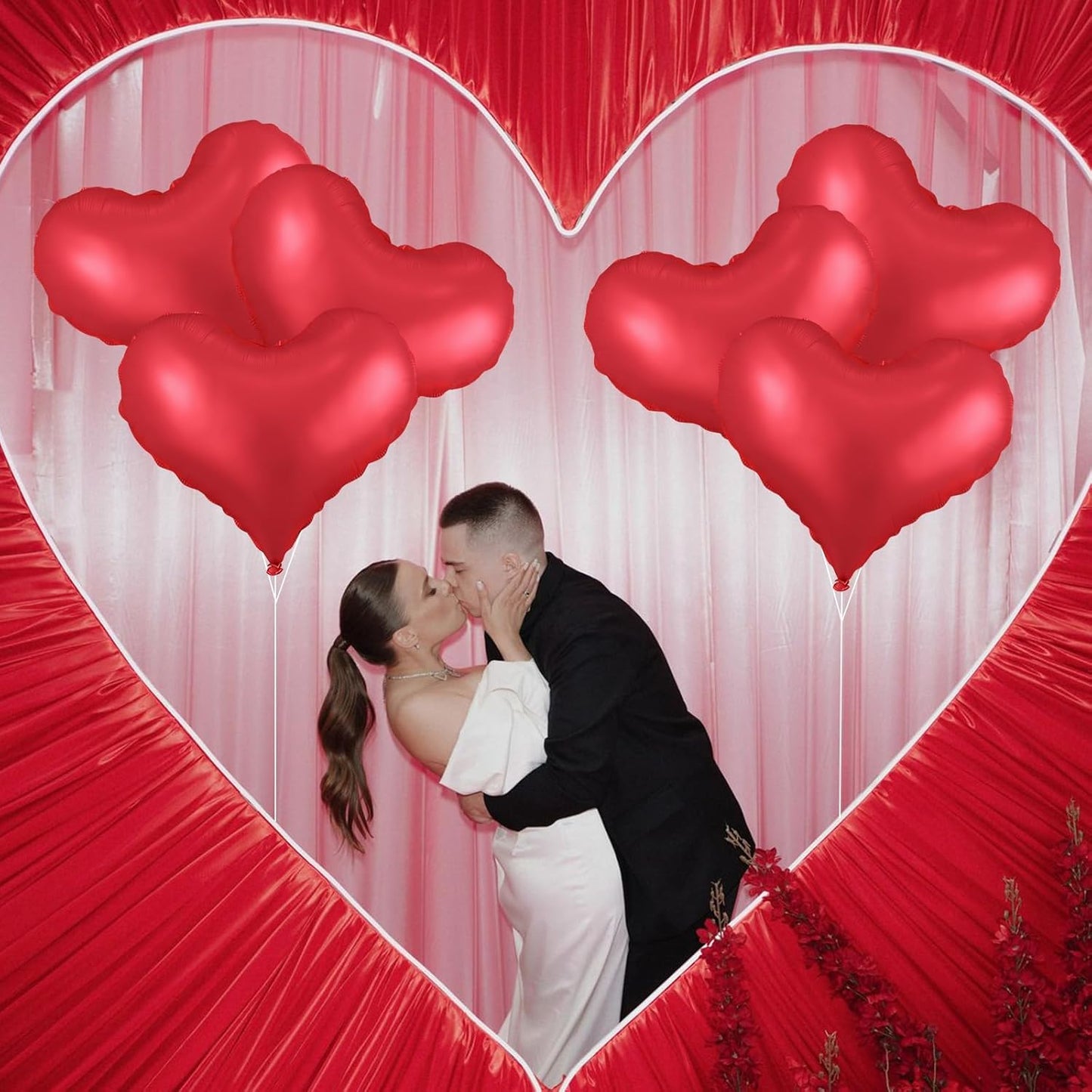 Red Heart Balloons,24Inch Large Red Heart Foil Balloons for Valentine's Day Birthday Wedding Baby Shower Anniversary Party Decorations