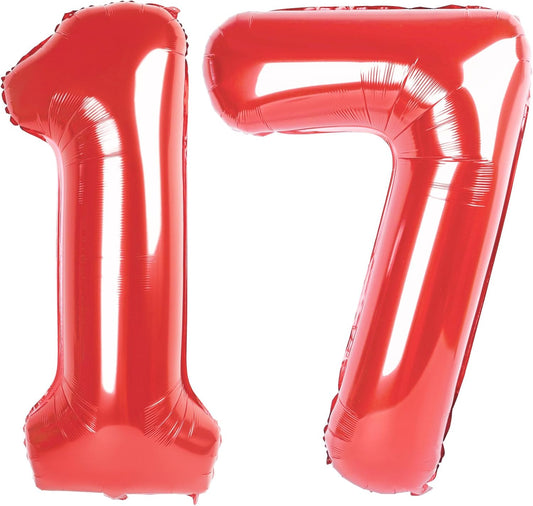 Red Number 17 Balloon 40 Inch Birthday Decorations, Number 17 Balloon Birthday Party Decoration, Anniversary Decorations Graduations Party Supplies