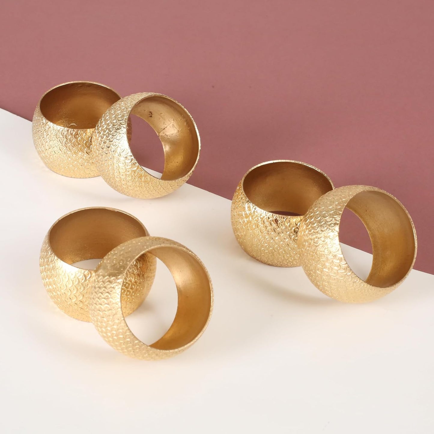 Gold Napkin Rings Set of 12 - Metal Heavy Duty Serviette Holders | Perfect for Dining Table, Weddings, Thanksgiving, Christmas & Everyday Use | Metallic Adornment for Table Setting- ALPHA Living HOME