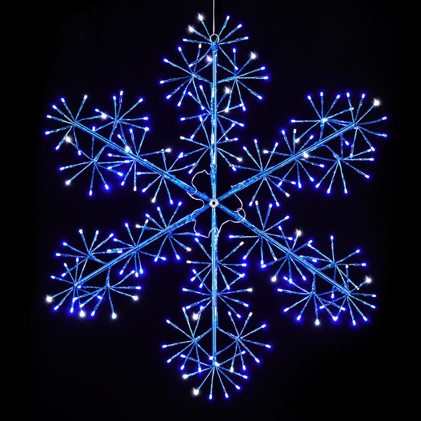30’’ Christmas Snowflake Lights Outdoor, Pre-lit 240Pcs Blue LEDs Hanging Blue Snowflake Decoration for Home Indoor Outdoor Window Silhouette