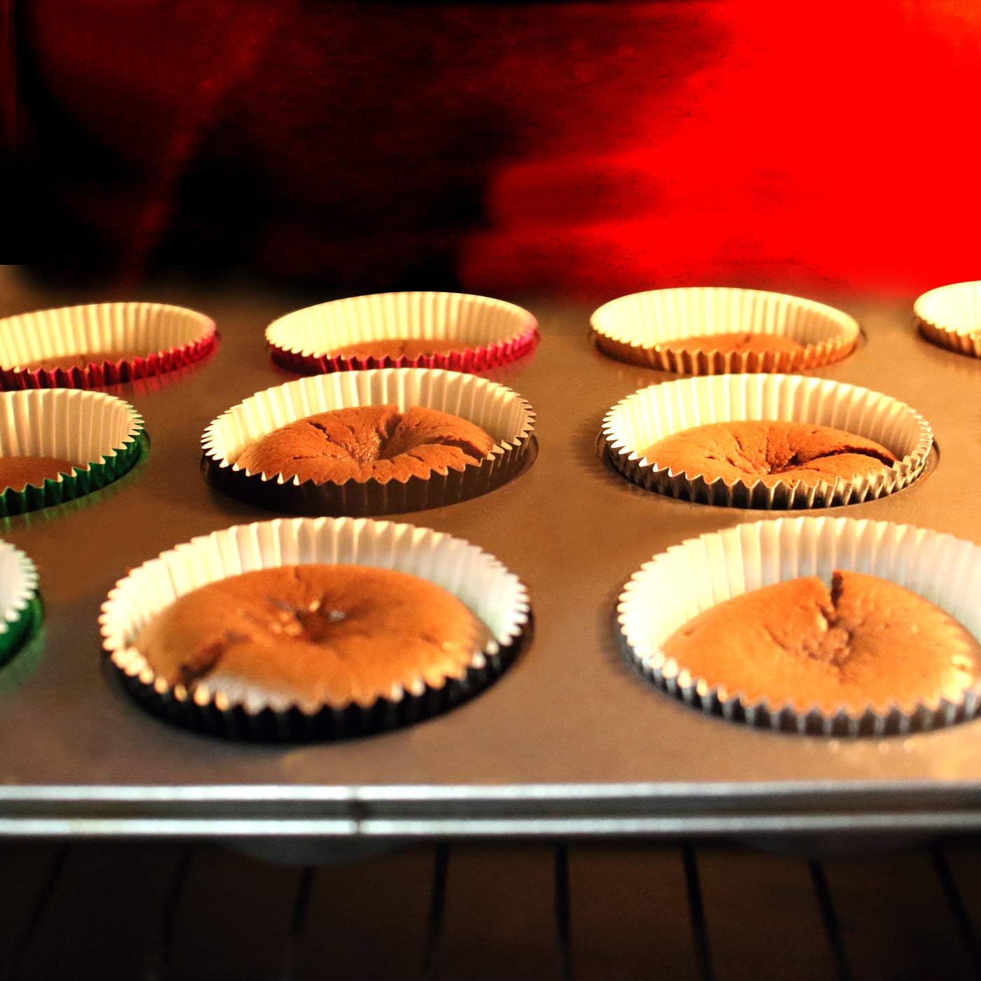 Eoonfirst Light Gray Foil Cupcake Case Liners Baking Muffin Paper Cups 198 Pcs