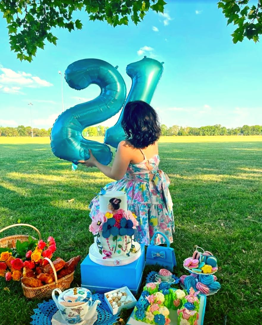 Blue 40 Inch Big Number Balloon Birthday Decoration, Number 2 Helium Balloon 12 20 22 23 24 26 2026 New Years Celebration, Boy Girl Baby Anniversary Party Graduations Supplies Decorations