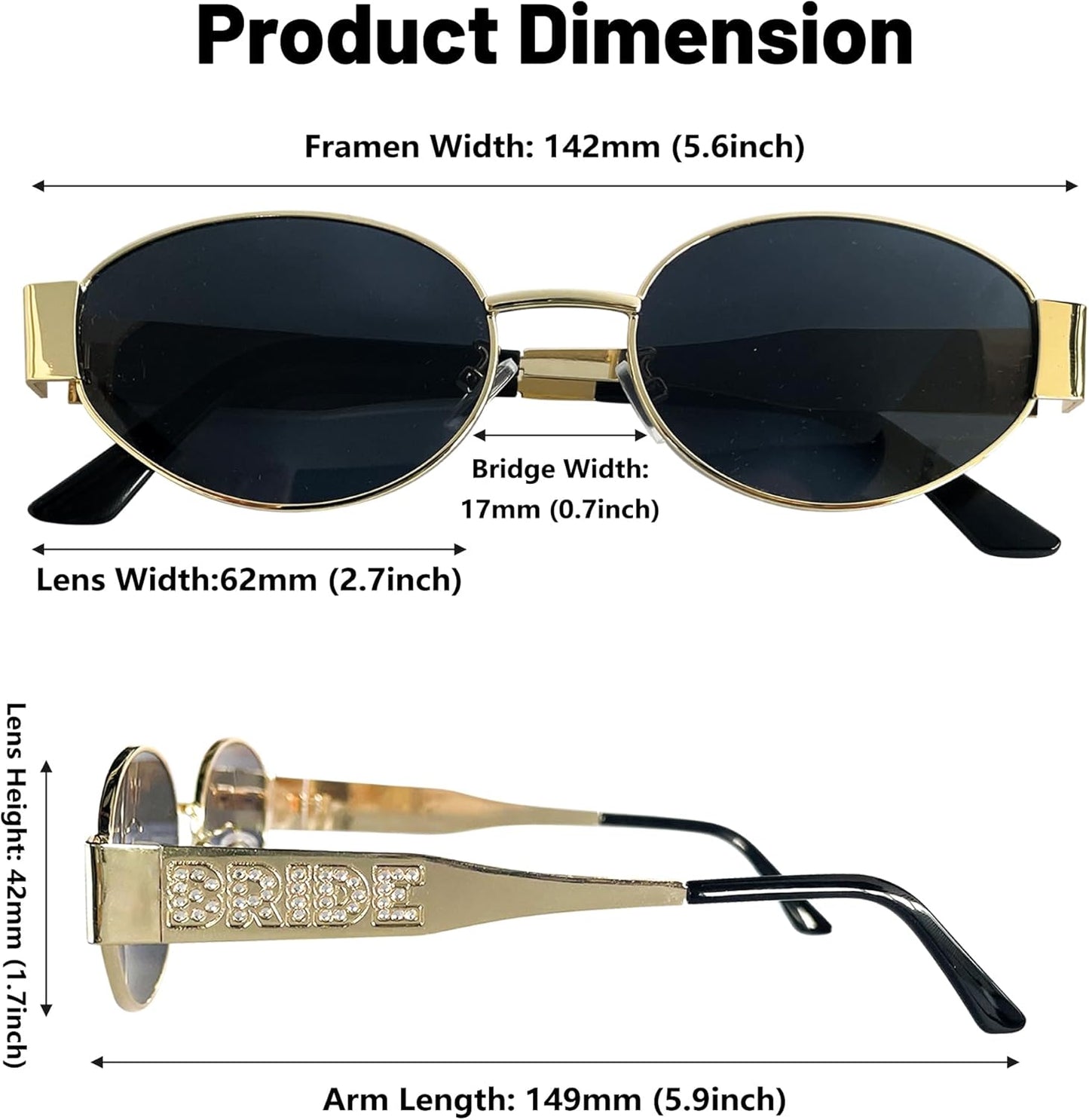 Bride's Babes Bride Sunglasses,Bachelorette Party Decorations,Bridal Shower Accessory,Metal Frames Shades,Bride To Be Gift