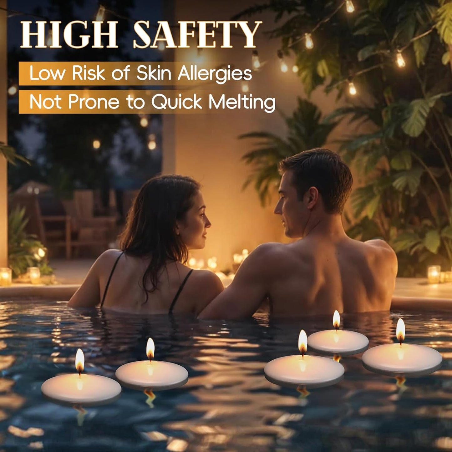 3 inch White Floating Candles, 48 Pack Unscented Floating Candle,8-9 Hours Burning Floating Candles for Centerpieces, Water Candles for Cylinder Vases, Wedding, Party, Pool