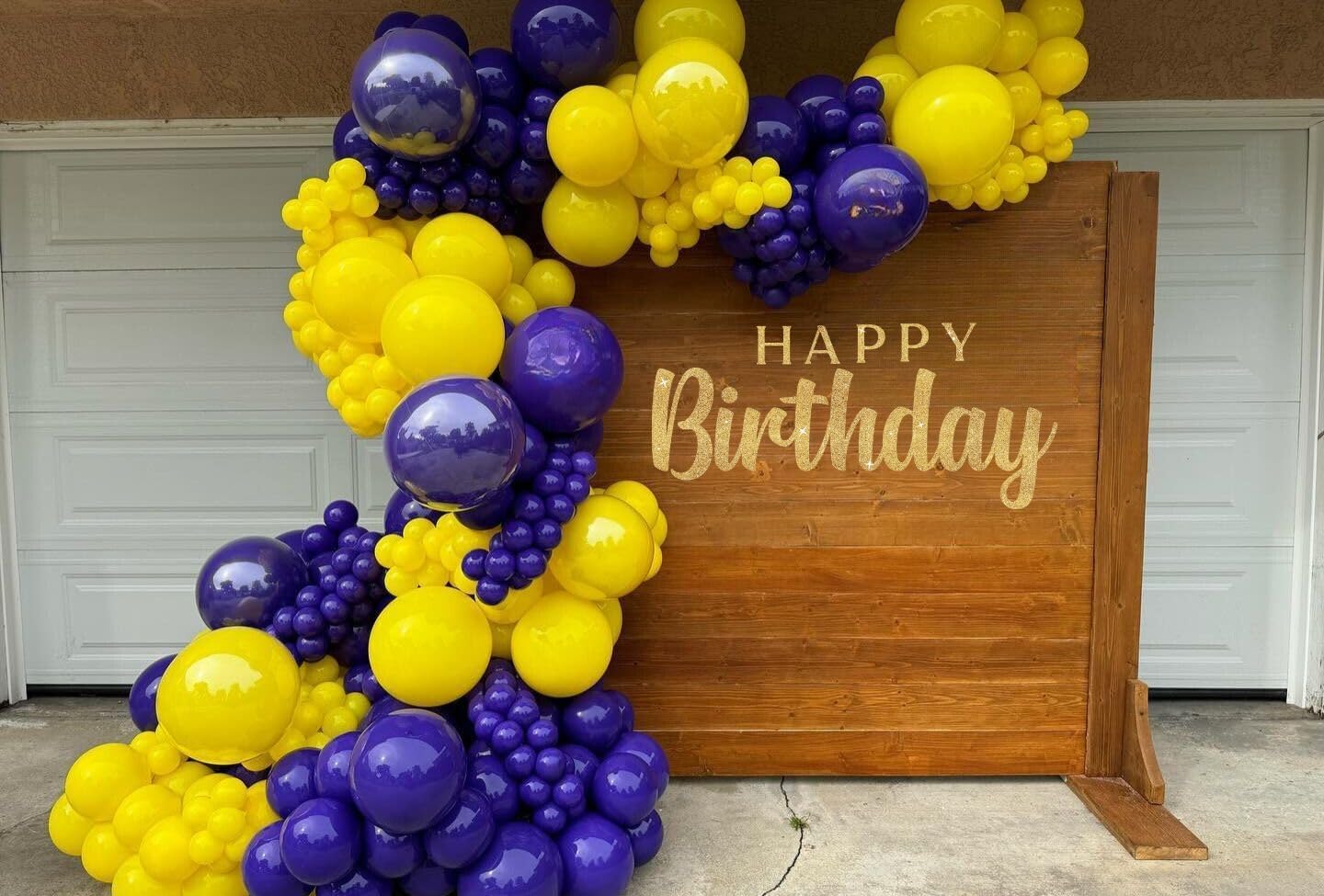 Paready Purple & Yellow Balloons Set - 50pcs, 12 Inch Light Yellow & Dark Purple Metallic Confetti Balloons for Kids, Boys' Sport Theme Birthday & Baby Shower Supplies