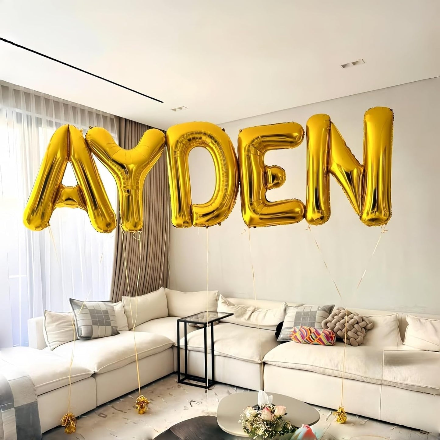 Custom Letters Balloon Gold, Large Helium Alphabet Name Balloon D Decor, 40 Inch Self Inflating Mylar Letter Foil Word Customize Balloons for Girls Women Birthday Anniversary Party Decoration Supplies