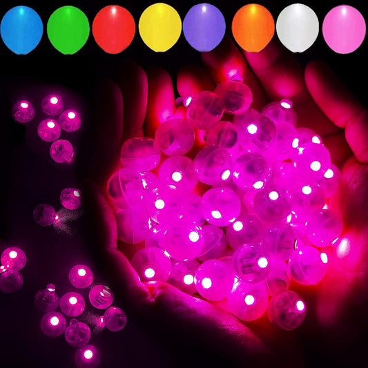 50pcs Pink LED Balloon Light, Mini Tiny Light Round Led Ball Lamp for Paper Lantern Balloon Indoor Outdoor Party Event Birthday Party Wedding Decoration Halloween Christmas Supplies