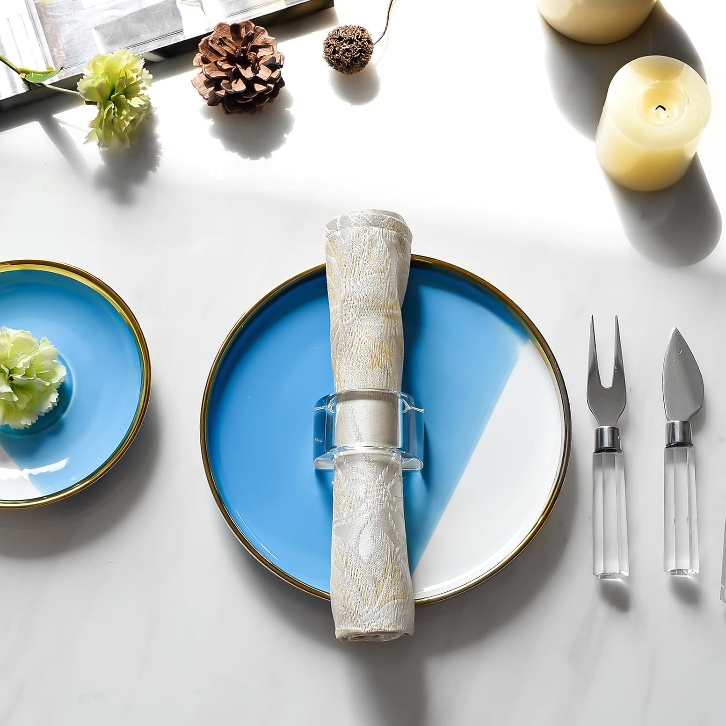 Crystal Napkin Rings, Elegant Dining Table Holders for Formal & Casual Dining, Wedding Reception, Holiday Table Setting, 12 Pack