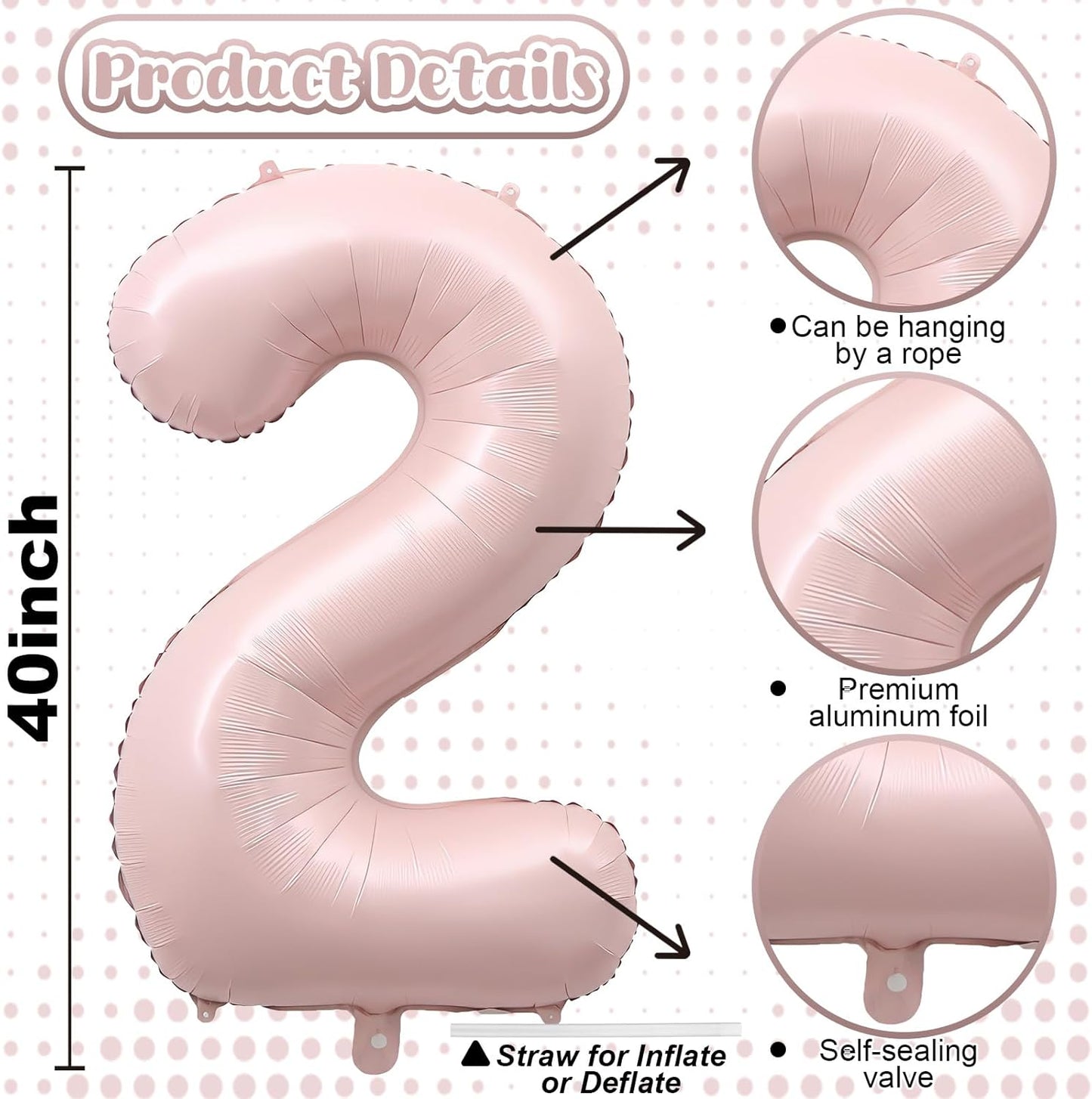 Pastel Pink 25 Balloon Number for Girls, 40'' Self Inflating Number 25 Balloons, Big Light Blush Pink Foil 2 & 5 Helium Balloon 25 for Women Boho Coquette 25th Birthday Party Graduation Decorations